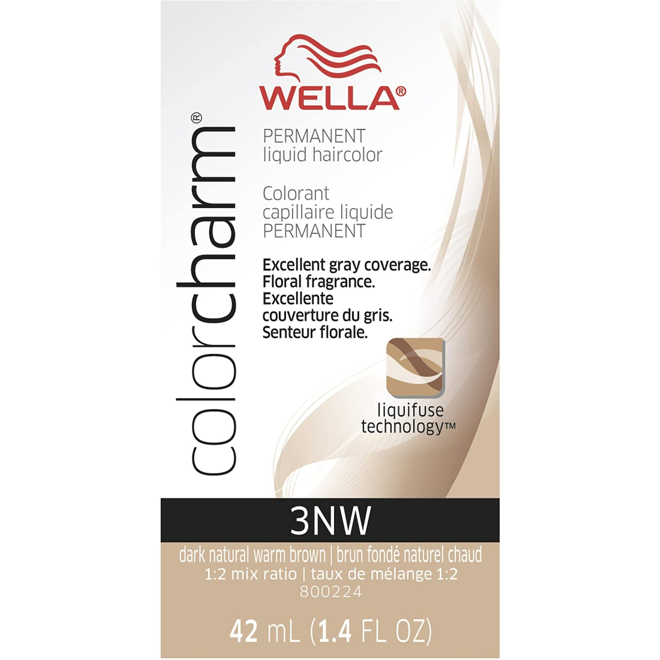 WELLA Color Charm Permanent Liquid Hair Color for Gray Coverage, 3NW Dark Natural Warm Brown