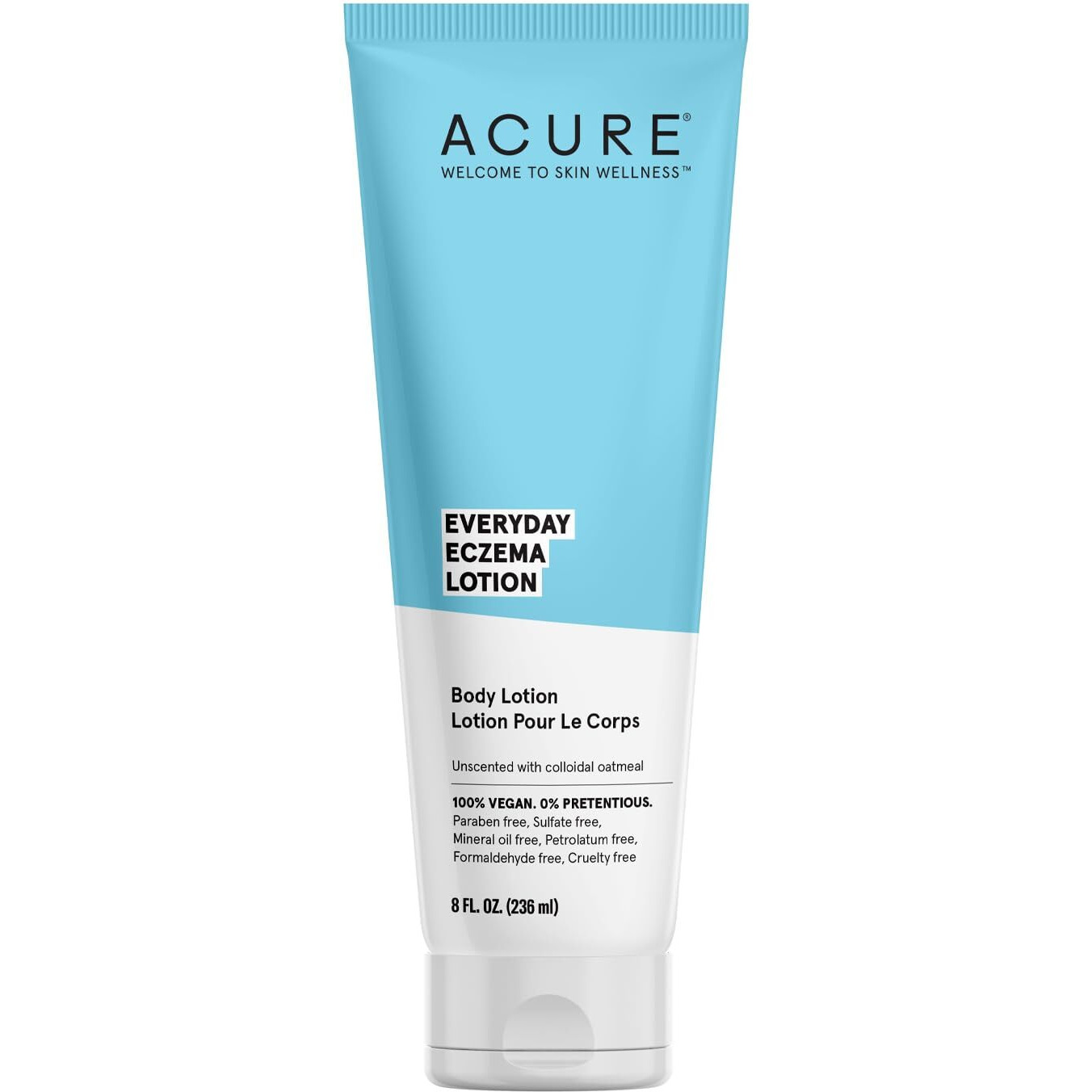 Acure Everyday Eczema Lotion - Daily Skin Protectant with 2% Colloidal Oatmeal for Sensitive, Easily Irritated Skin & Cocoa Butter for Moisturizing Dry Chapped Skin - 100% Vegan - Unscented, 8 Fl Oz