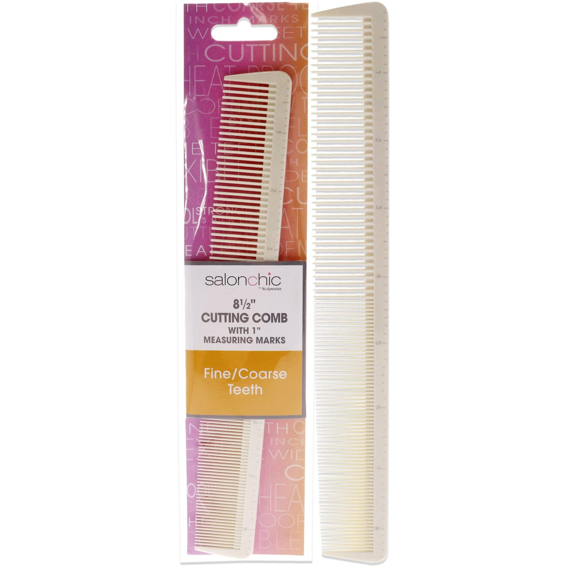 Cutting Comb W-1 Measuring Marks High Heat Resistant 8.5 - Fine-Coarse Teeth by SalonChic for Unisex - 1 Pc Comb