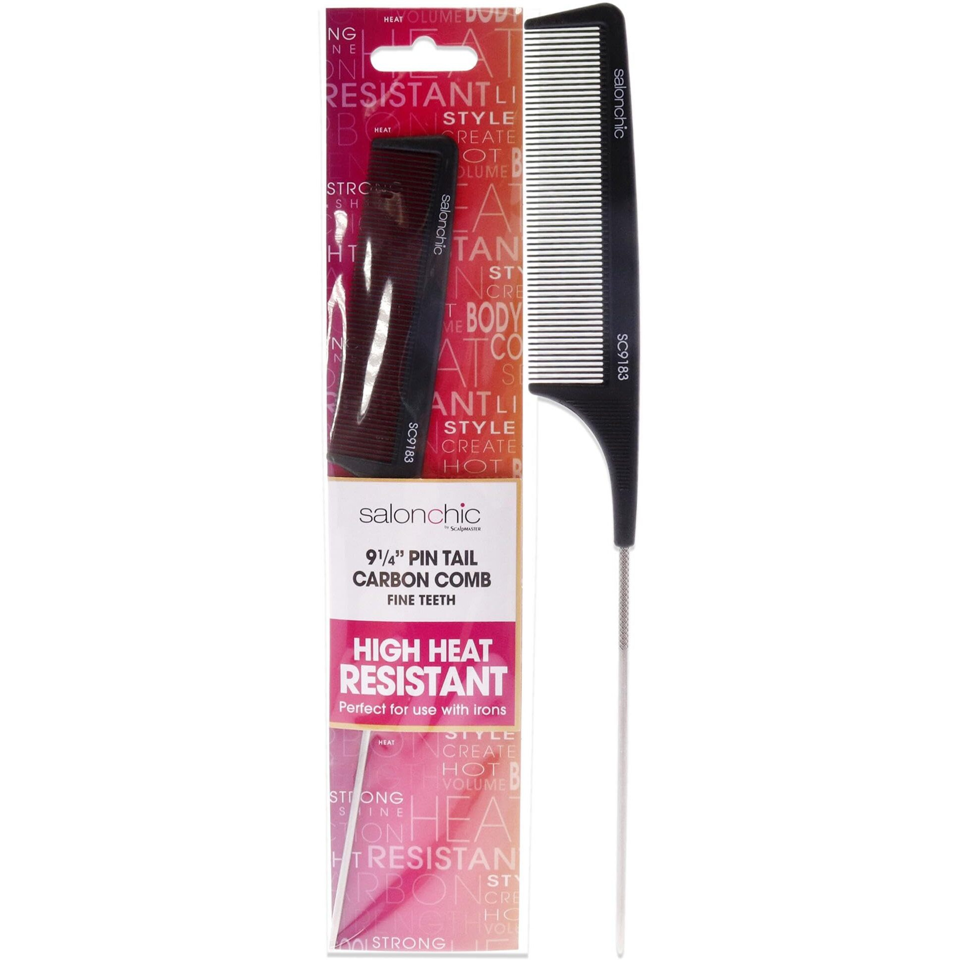 Pin Tail Carbon Comb High Heat Resistant 9.25 - Fine Teeth by SalonChic for Unisex - 1 Pc Comb