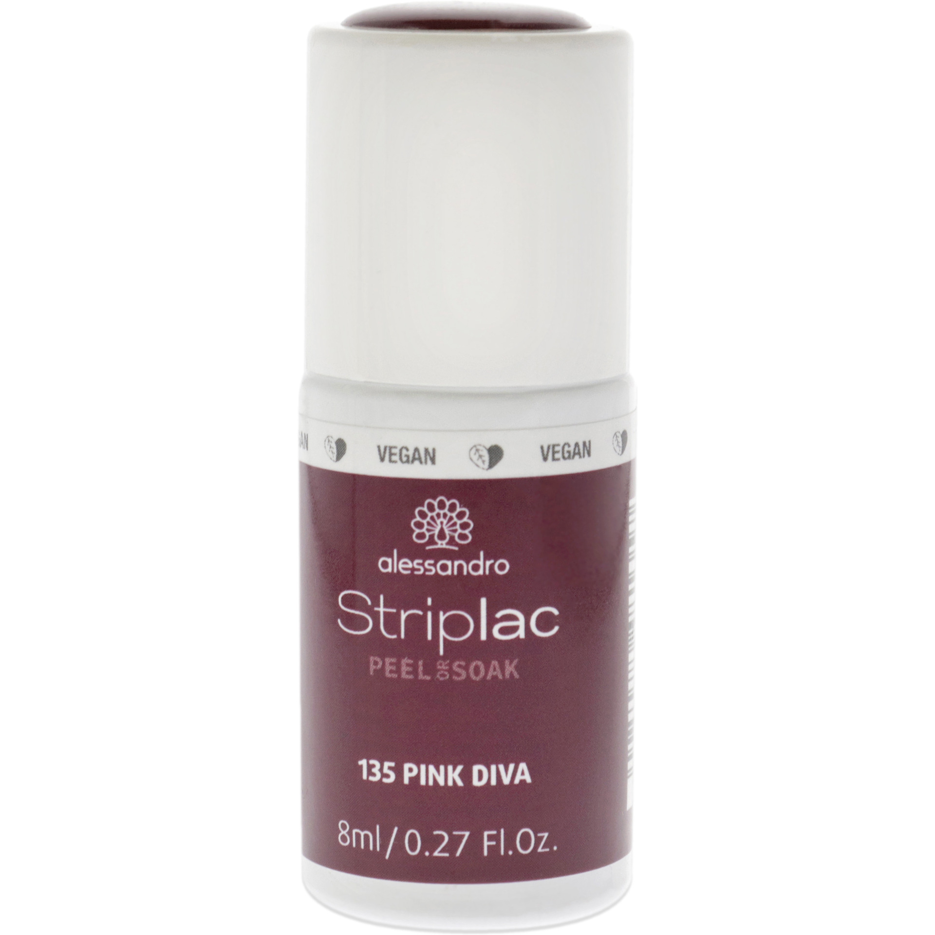 Striplac Peel or Soak - 135 Pink Diva by Alessandro for Women - 0.27 oz Nail Polish