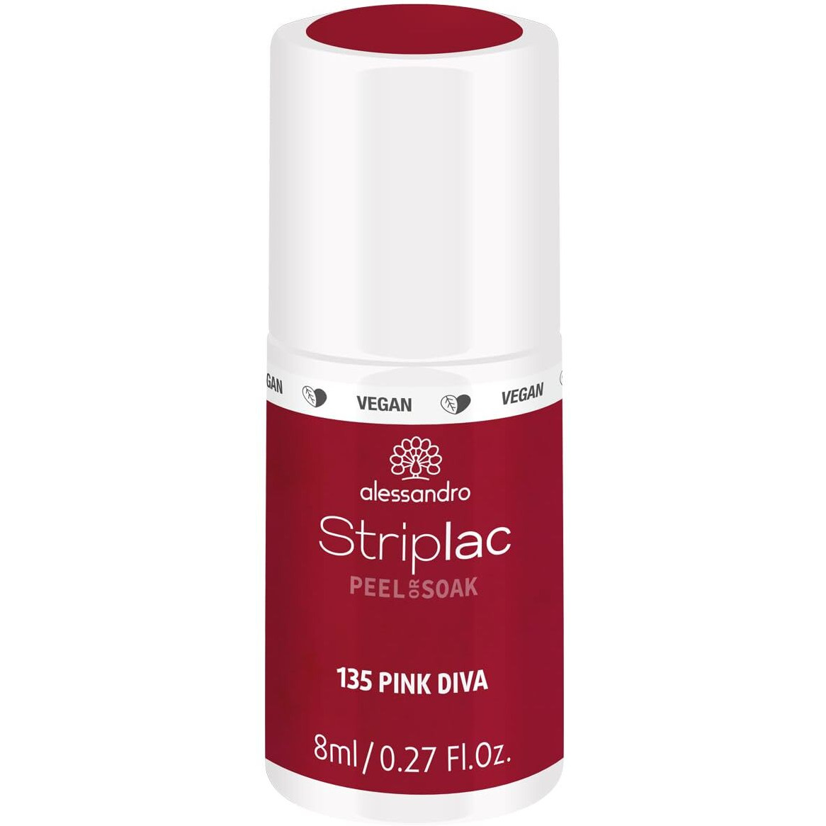 Striplac Peel or Soak - 135 Pink Diva by Alessandro for Women - 0.27 oz Nail Polish