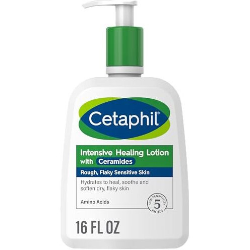 Cetaphil Intensive Healing Lotion with Ceramides 16 oz For Dry, Rough, Flaky Sensitive Skin 24-Hour Hydration Fragrance, Paraben & Gluten Free