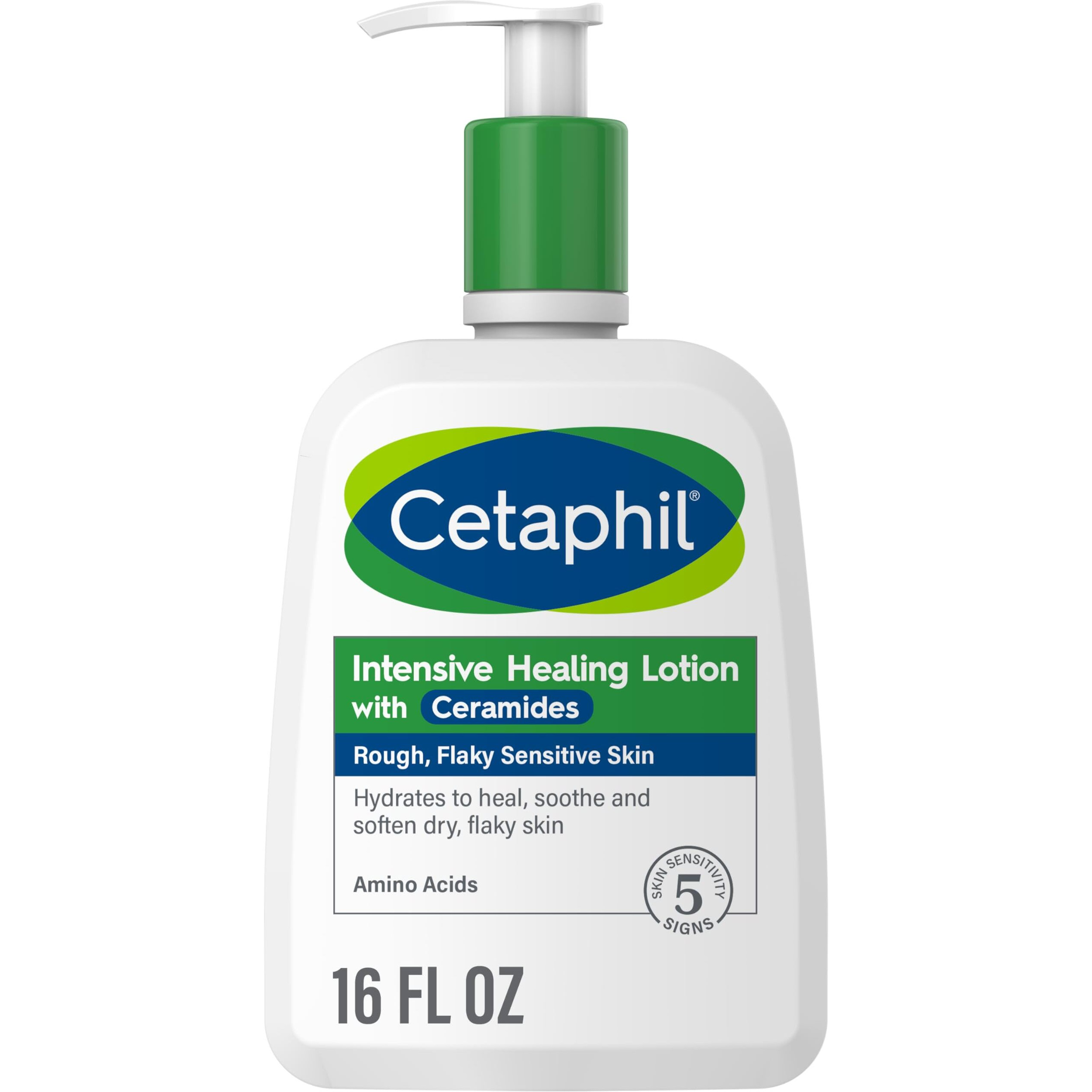 Cetaphil Intensive Healing Lotion with Ceramides 16 oz For Dry, Rough, Flaky Sensitive Skin 24-Hour Hydration Fragrance, Paraben & Gluten Free