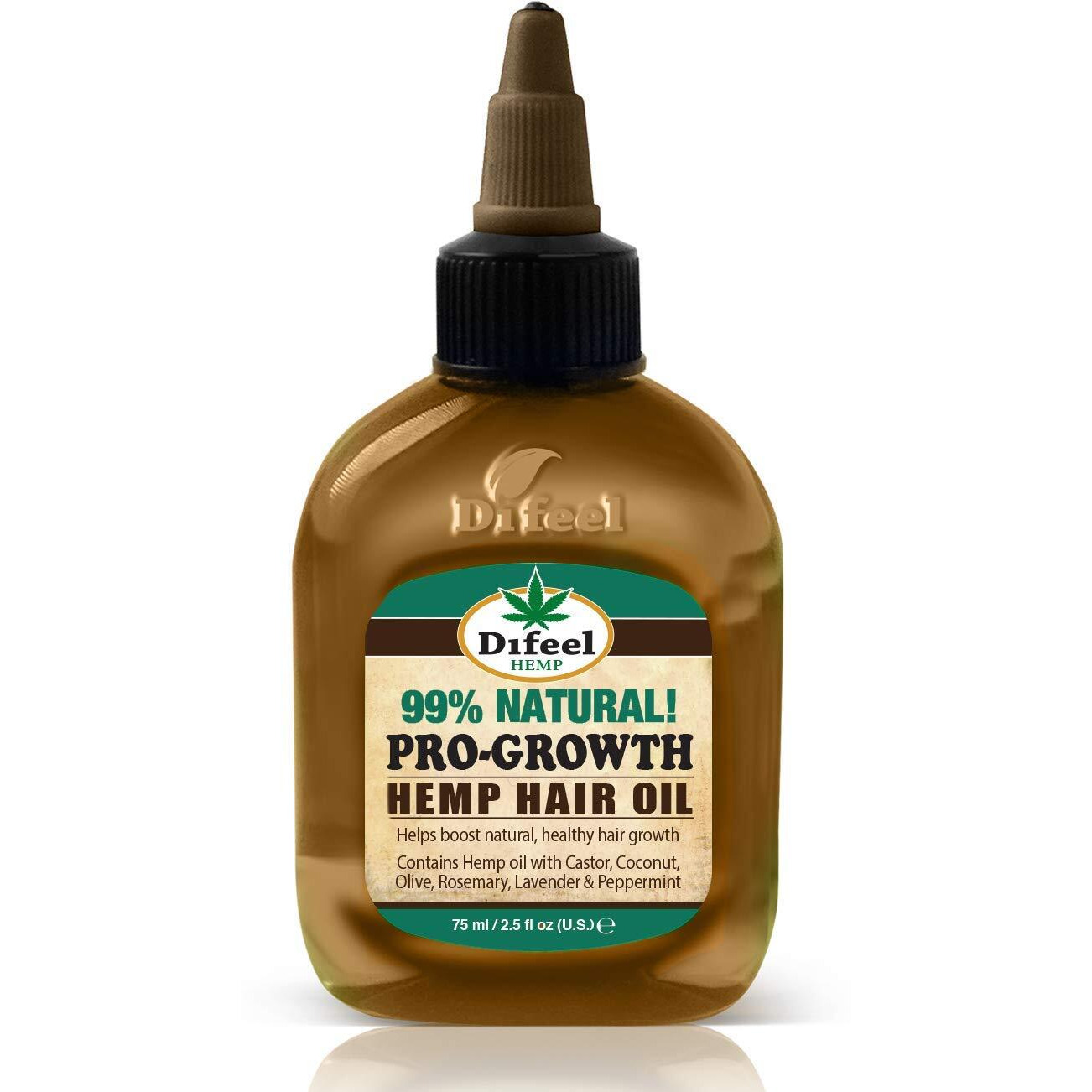Difeel Hemp 99% Natural Hemp Hair Oil - Pro-Growth 2.5 ounce