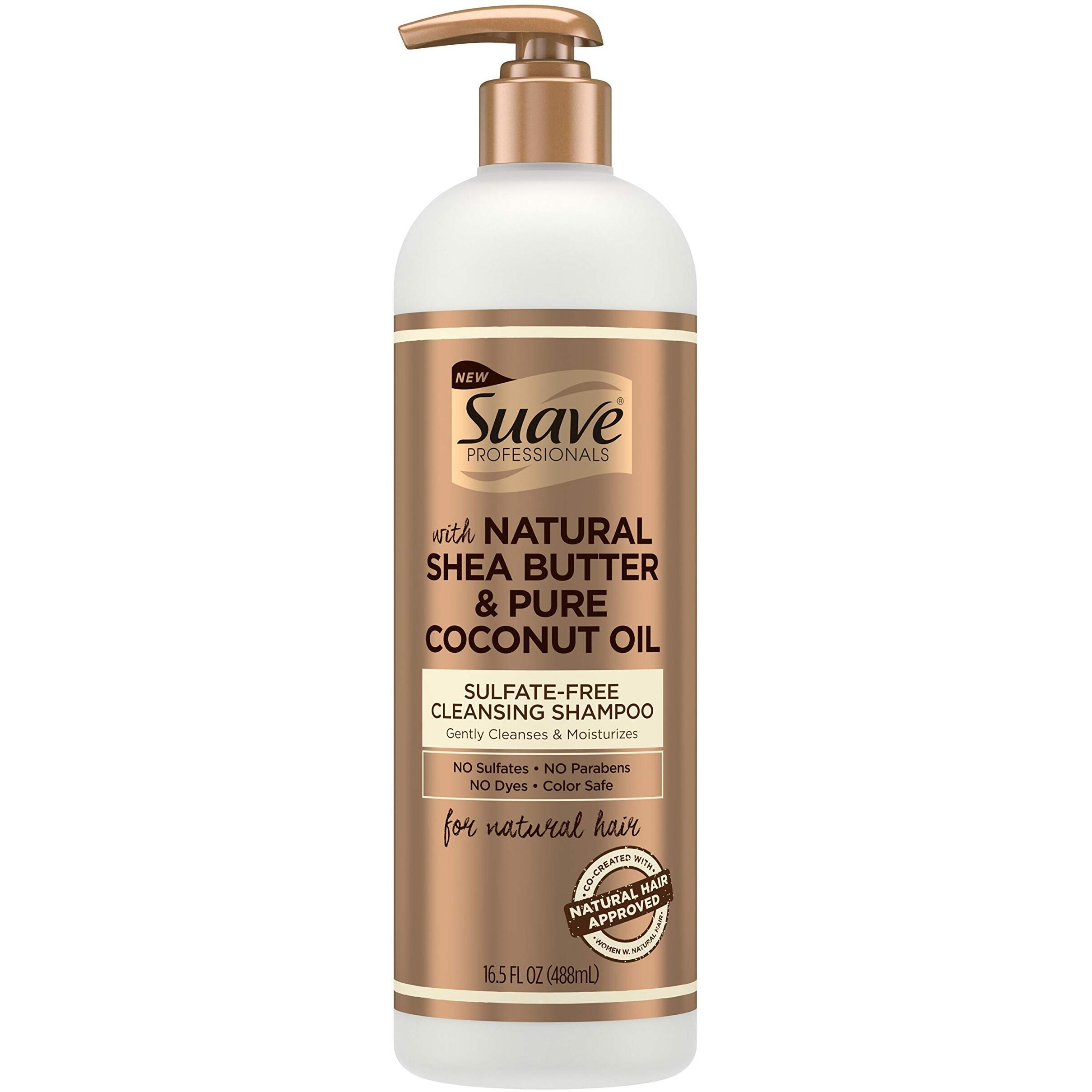 Suave Professionals Natural Shea Butter & Pure Coconut Oil Sulfate-Free Cleansing Shampoo,16.5 Fluid Ounces