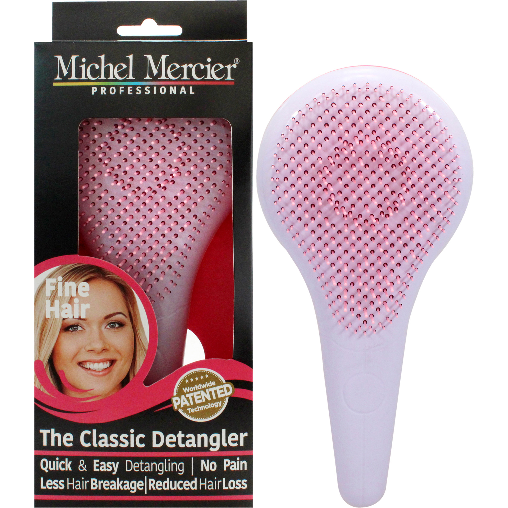 The Classic Detangler Fine Hair - Pink-Purple by Michel Mercier for Unisex - 1 Pc Hair Brush