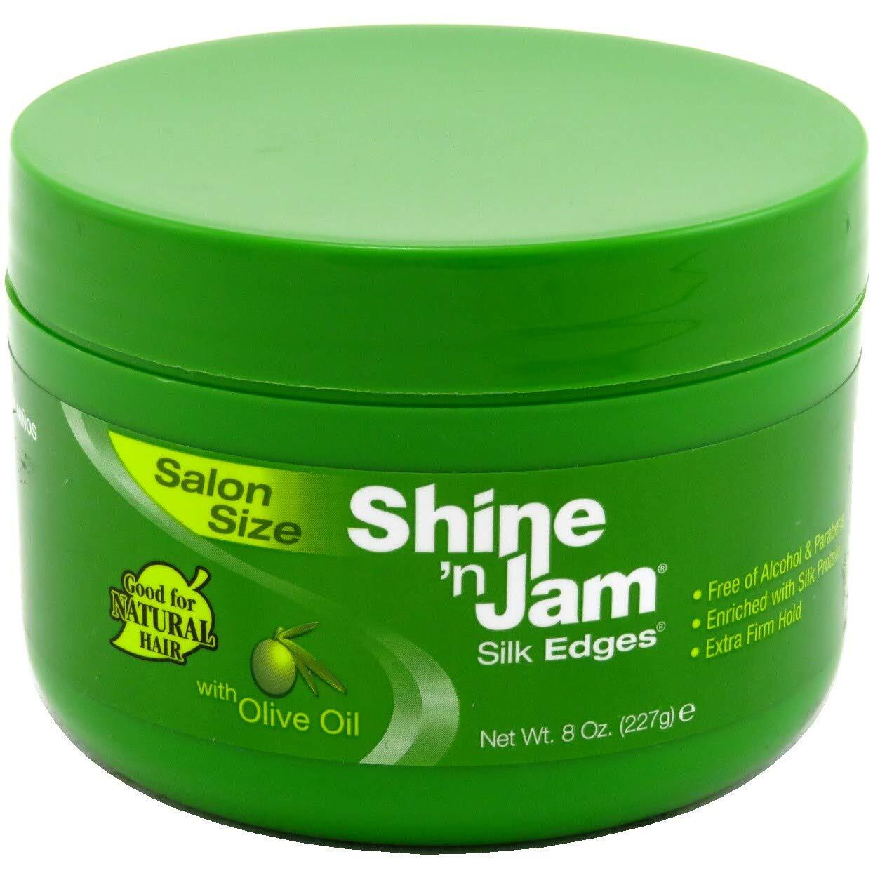 Shine-N-Jam Silk Edges With Olive Oil 8 Ounce Jar (Pack of 3)