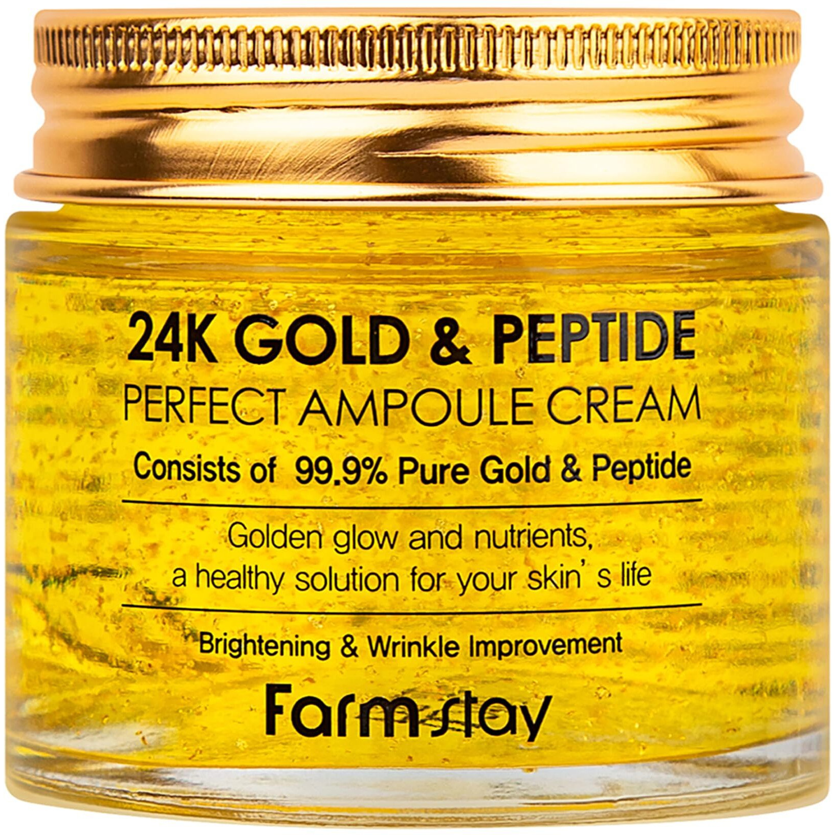 24K Gold and Peptide Perfect Ampoule Cream by FarmStay for Women - 2.7 oz Cream