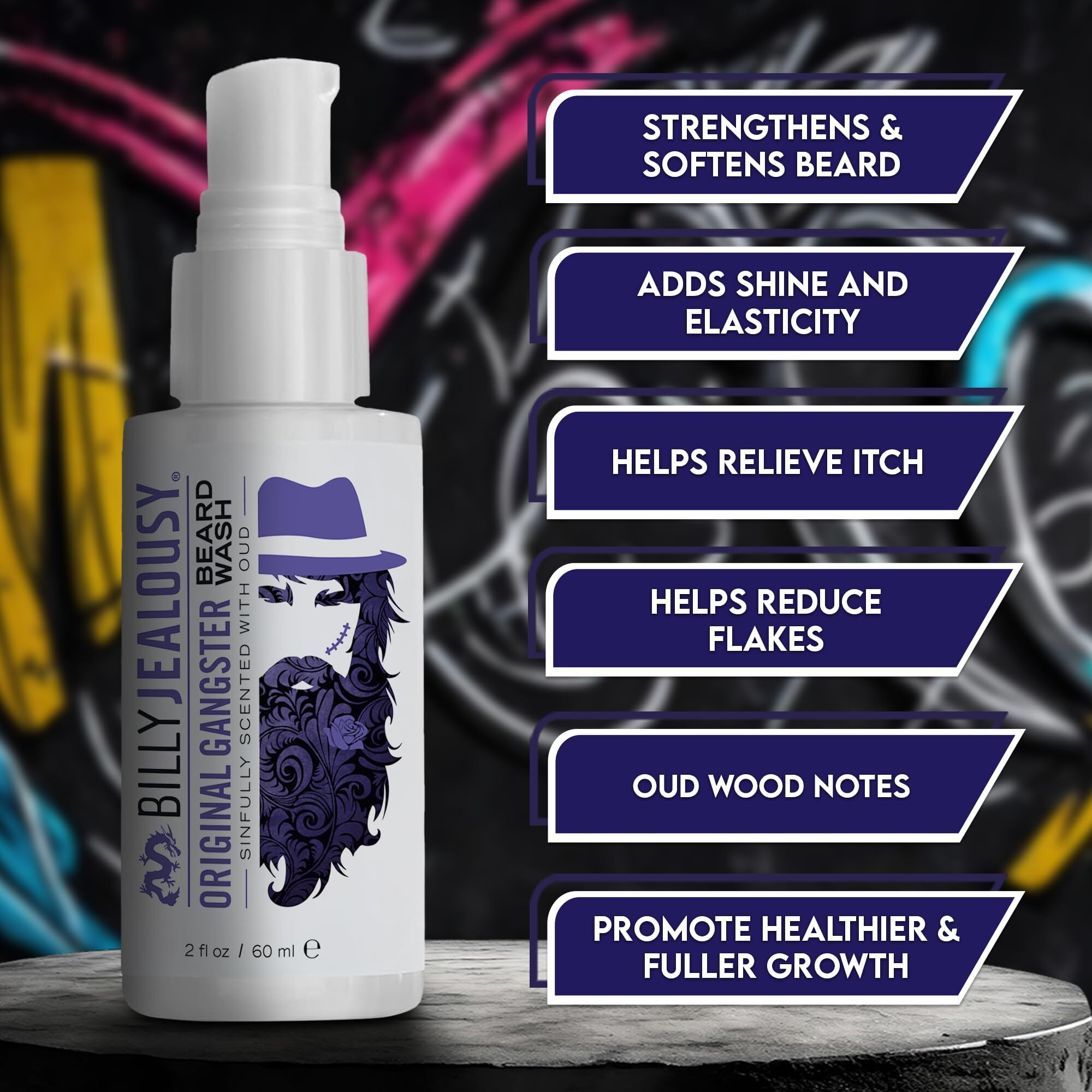 Original Gangster Beard Oil by Billy Jealousy for Men - 2 oz Oil