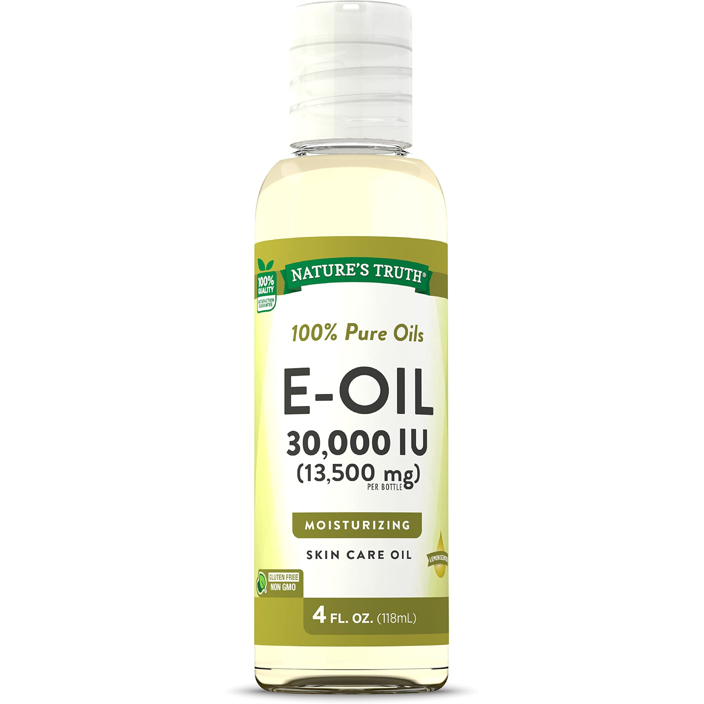 Nature's Truth Vitamin E Oil for Skin 30,000 IU | 100% Pure | 4 oz | Lemon Scented | GC/MS Tested