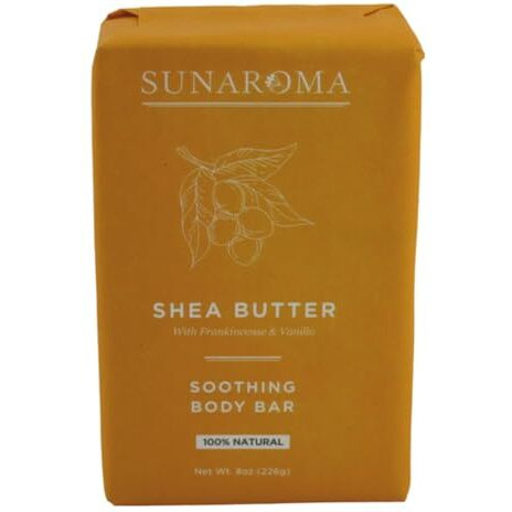 SUNAROMA Soap Bar Shea Butter 8 Ounce (Pack of 2)