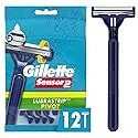 Gillette Sensor2 Pivoting Head + Lubrastrip Men's Disposable Razors, 12 Count
