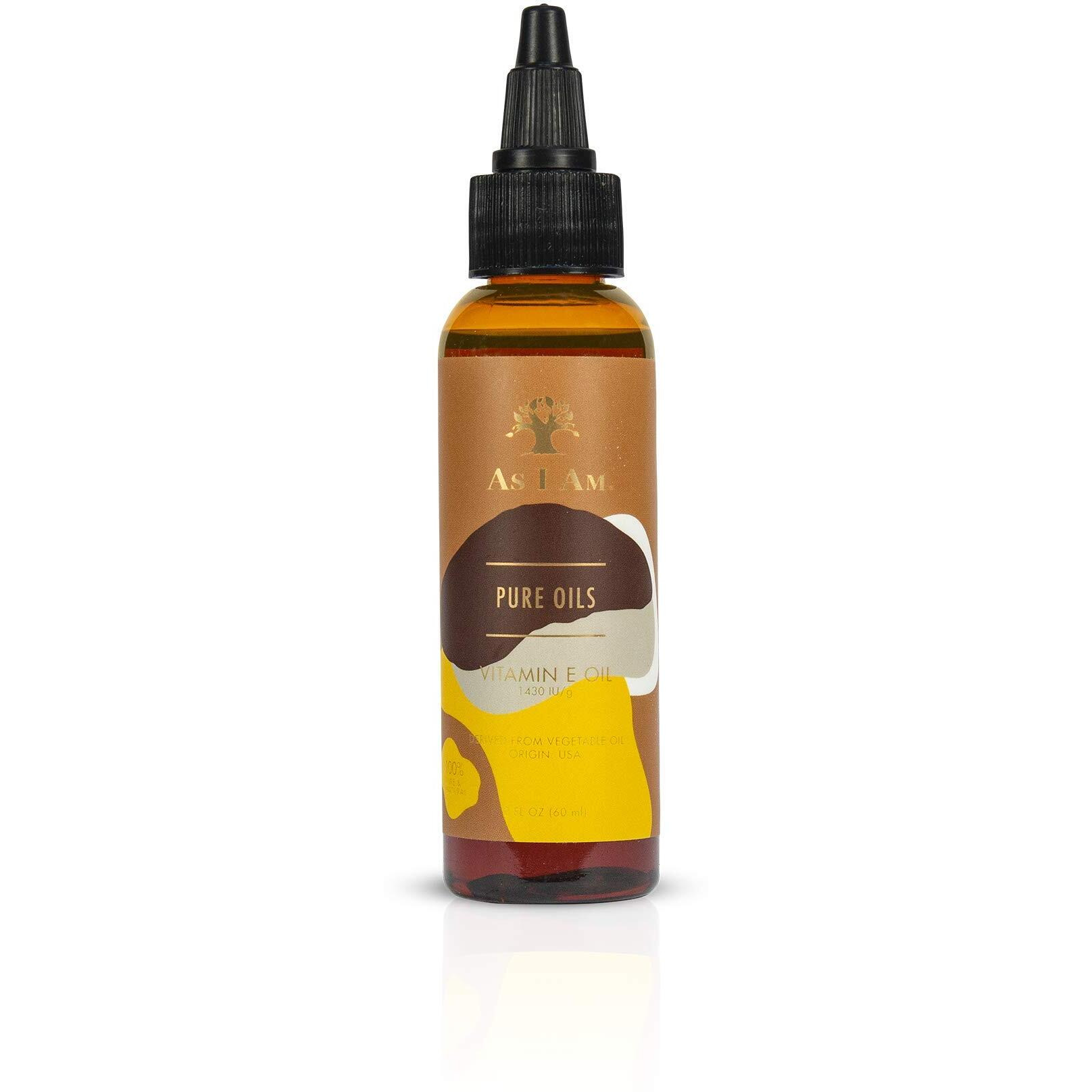 As I Am Pure Oils Vitamin E Oil - 2 Ounce - 100% Pure D-Alpha Tocopherol - Super Anti-Oxidant - Fights Free Radicals - Prevents UV Damage - Preserves Collagen and Elastin - Fights Aging Process