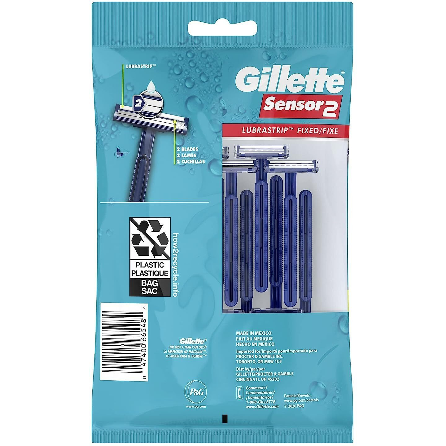 Gillette Sensor2 Men's Disposable Razors, 12Count