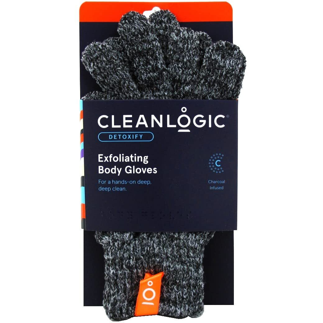 Clean Logic Exfoliating Body Gloves Charcoal Infused (Pack of 2)