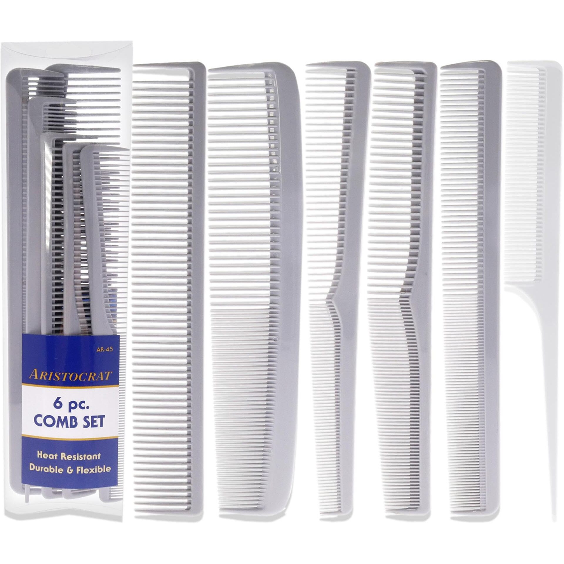 Heat Resistant Durable and Flexible Combs Set by Aristocrat for Unisex - 6 Pc Comb