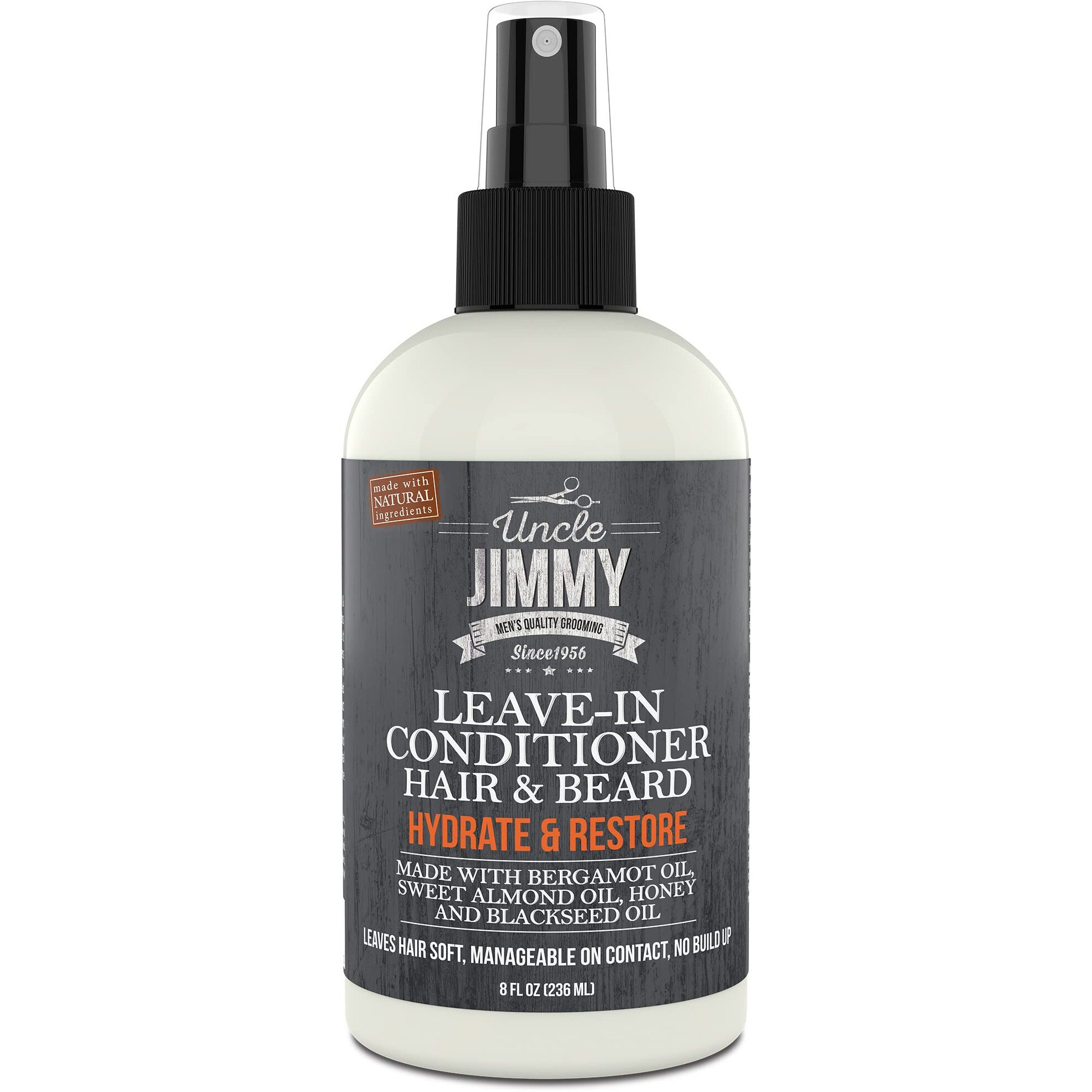 Uncle Jimmy Products Hair & Beard Leave-In Beard Conditioner For Softening Hair, Hydrating Skin, Eliminating Beard Dandruff, Healthy Beard Growth 8 Fl Oz