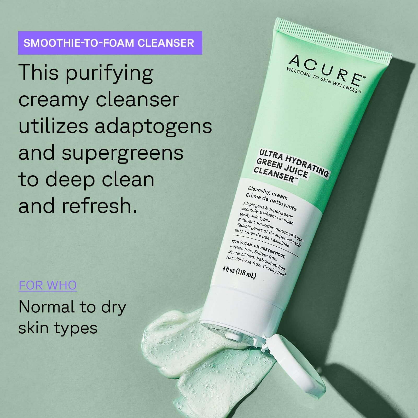 Acure - cleanser Ultra Hydrt green Juice - 1 Each-4 Fz(D0102H5NU5P)
