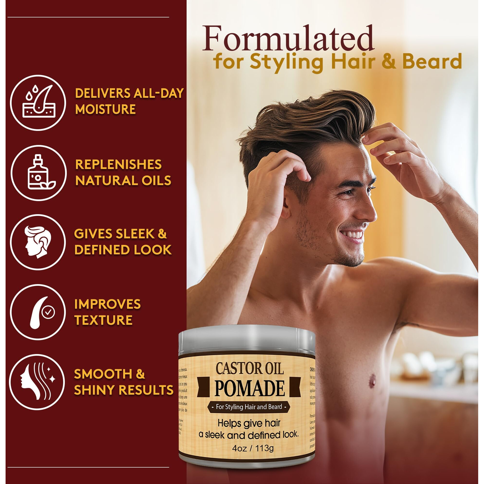 OKAY-MEN Castor Oil Beard and Hair Pomade 4oz