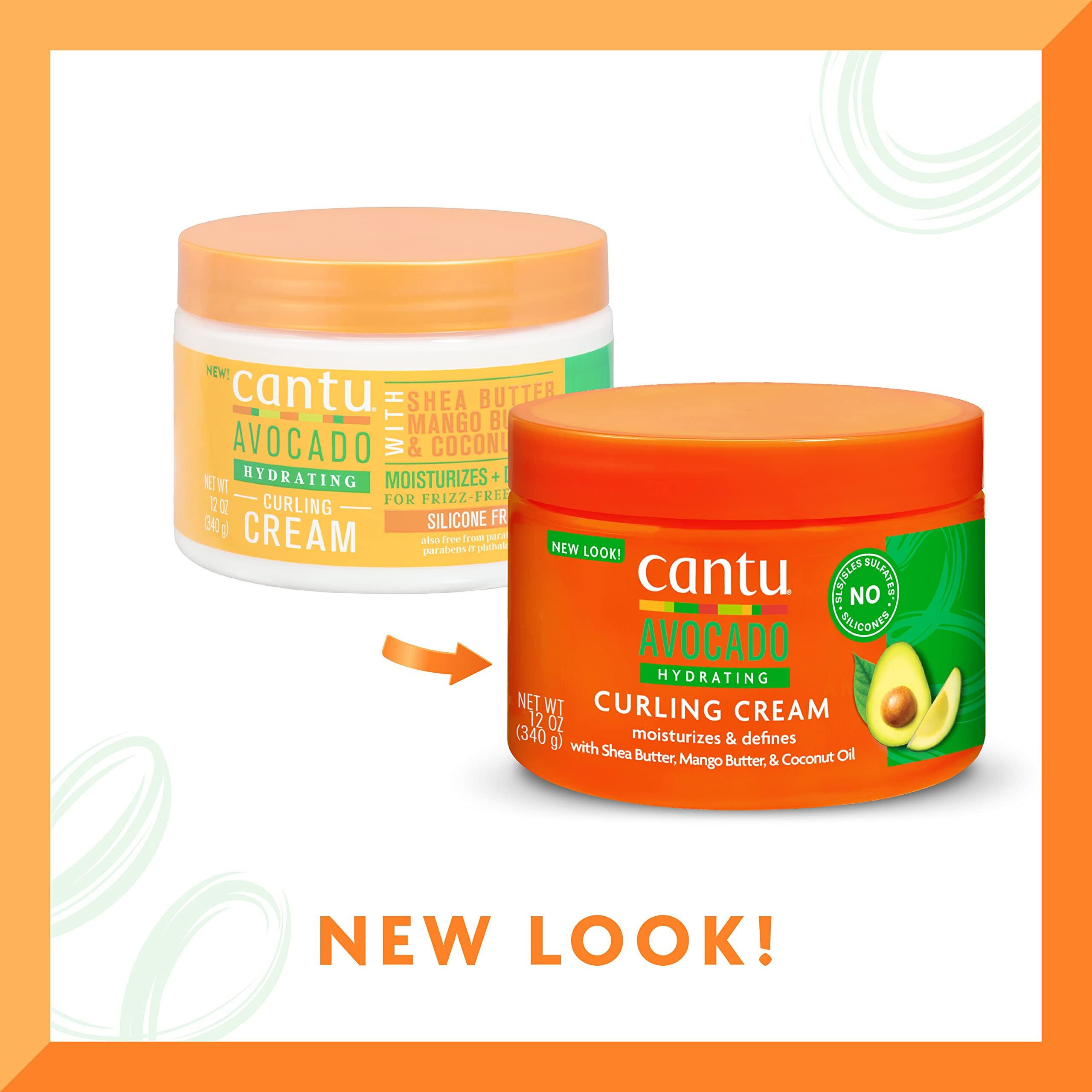 Cantu Avocado Silicone-Free Hydrating Curling Hair Styling Cream with Shea Butter, 12 Ounce (Packaging May Vary)