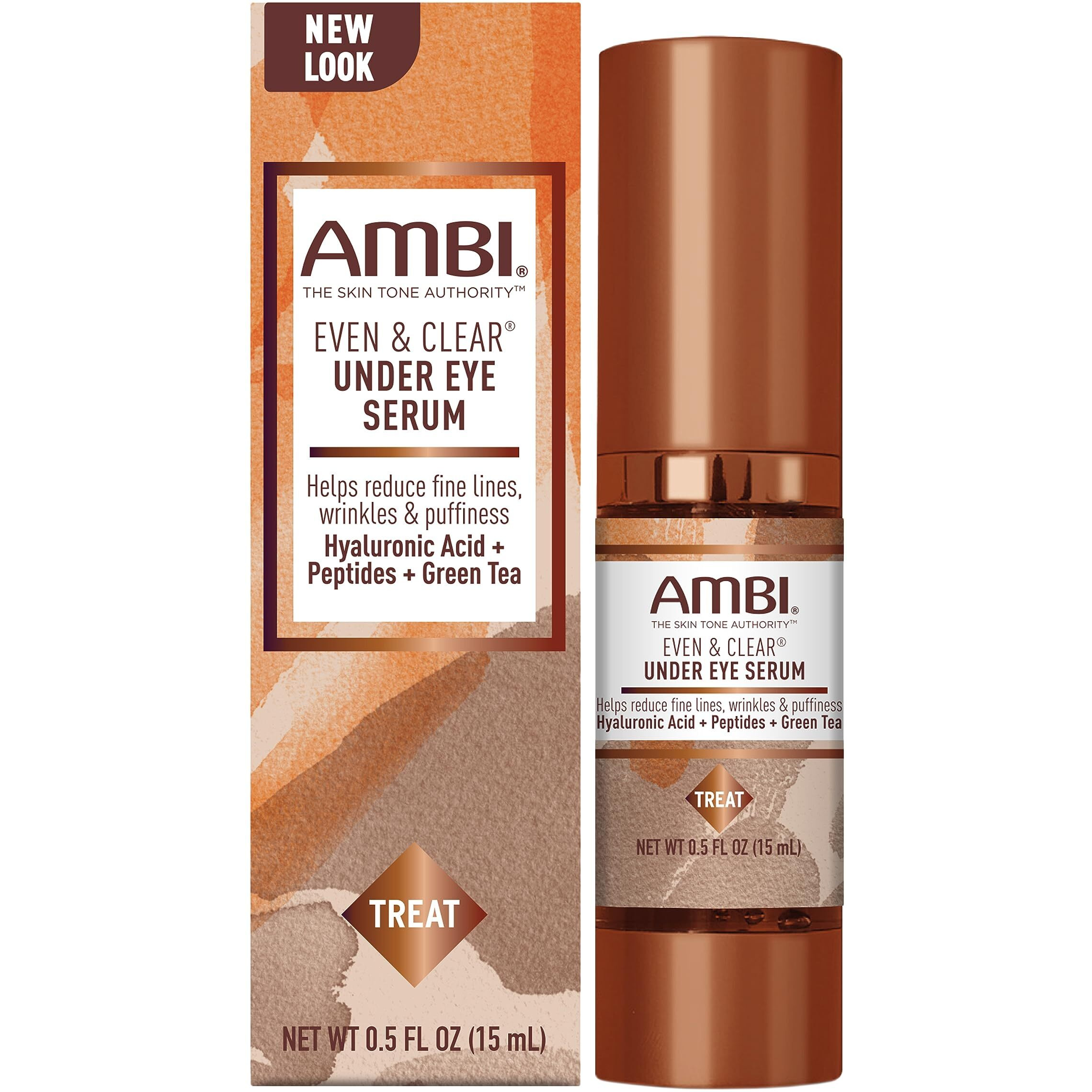 Ambi Even & Clear Under Eye Serum for All Skin Types Anti Aging Formula Features Peptides, Hyaluronic Acid, and Vitamin A to Help Reduce Fine Lines, Wrinkles, and Dark Circles , 0.5 Ounce