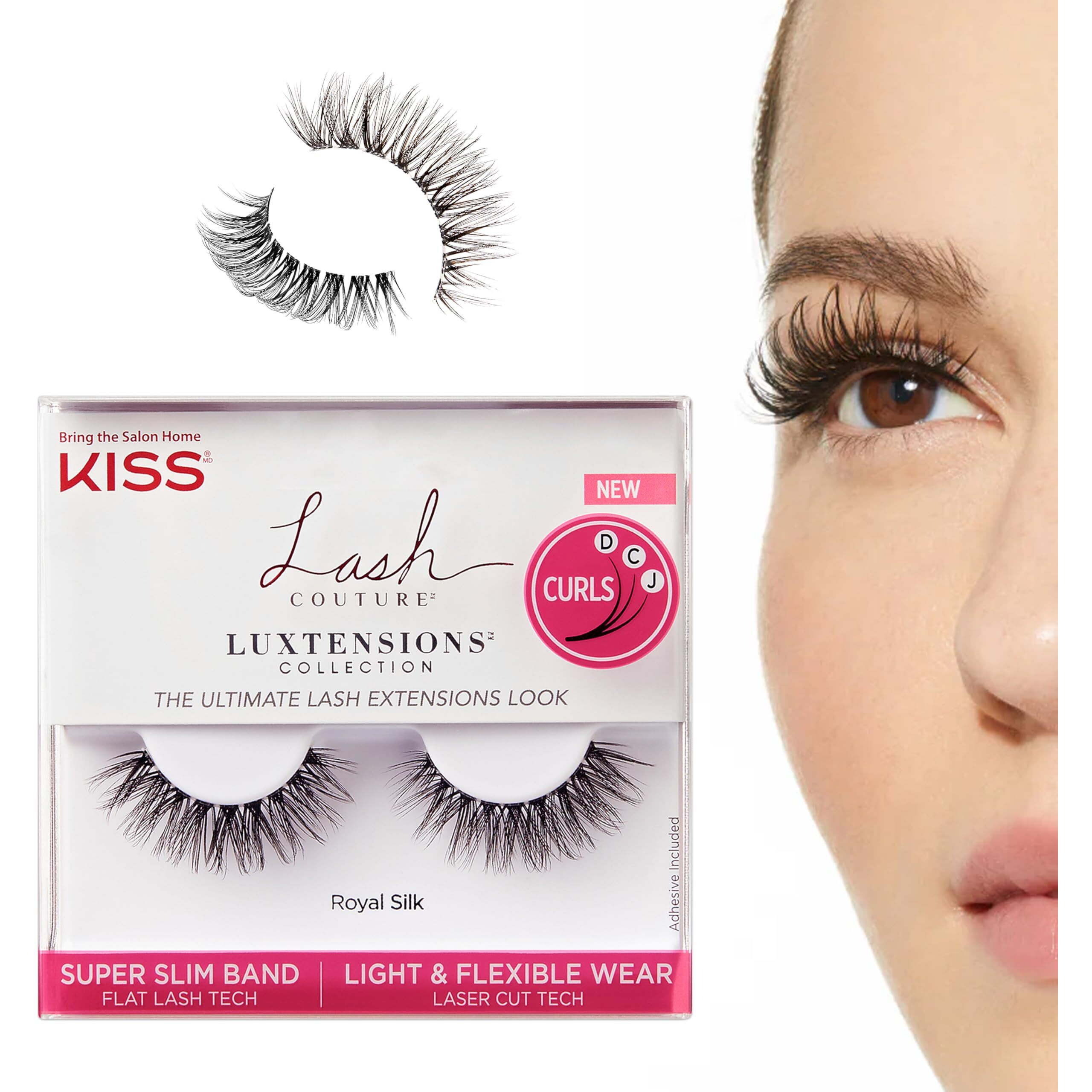 KISS Lash Couture Luxtension False Eyelashes, Royal Silk', 10 mm, Includes 1 Pair Of Lash, Contact Lens Friendly, Easy to Apply, Reusable Strip Lashes