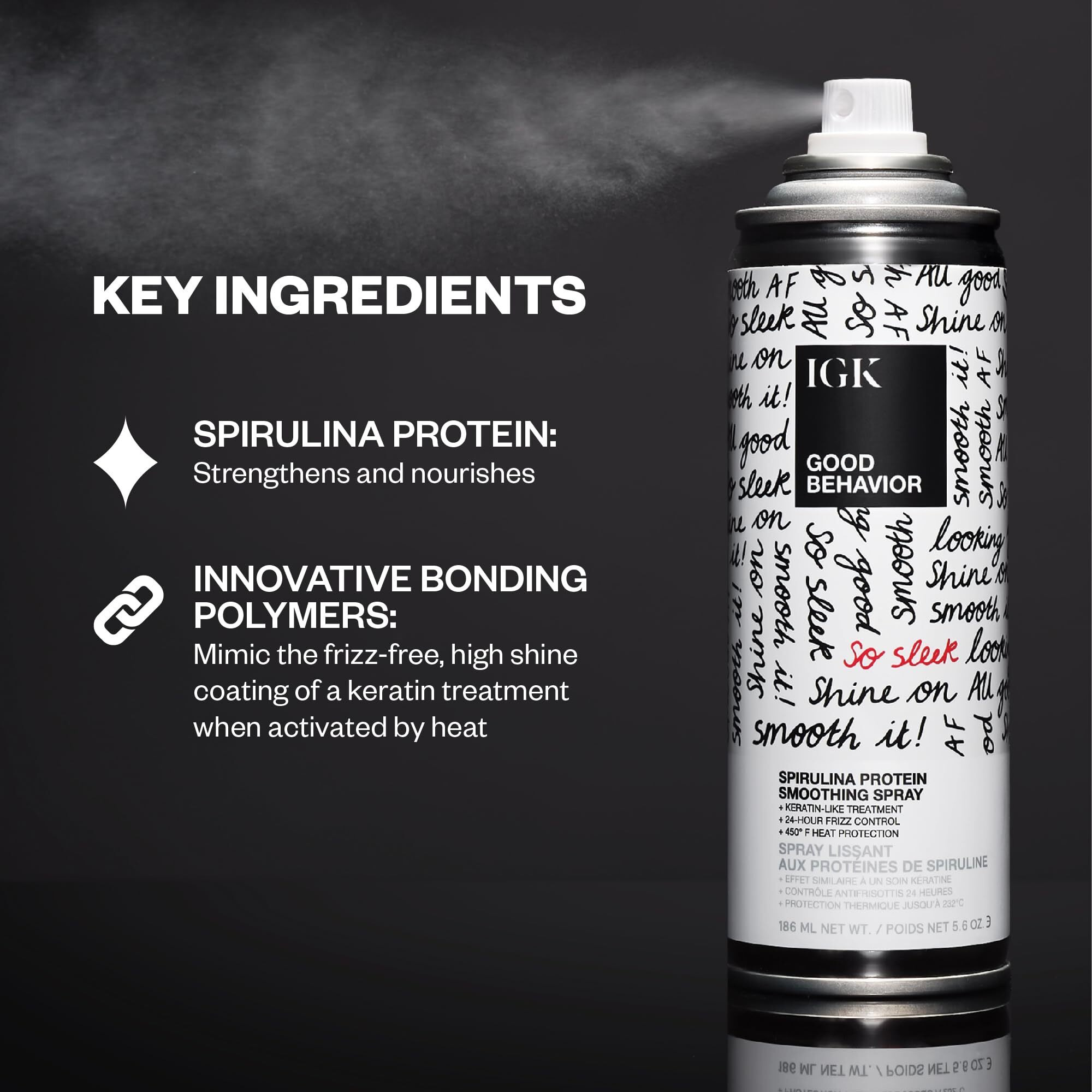 Good Behavior Spirulina Protein Smoothing Spray by IGK for Women - 5.6 oz Hair Spray