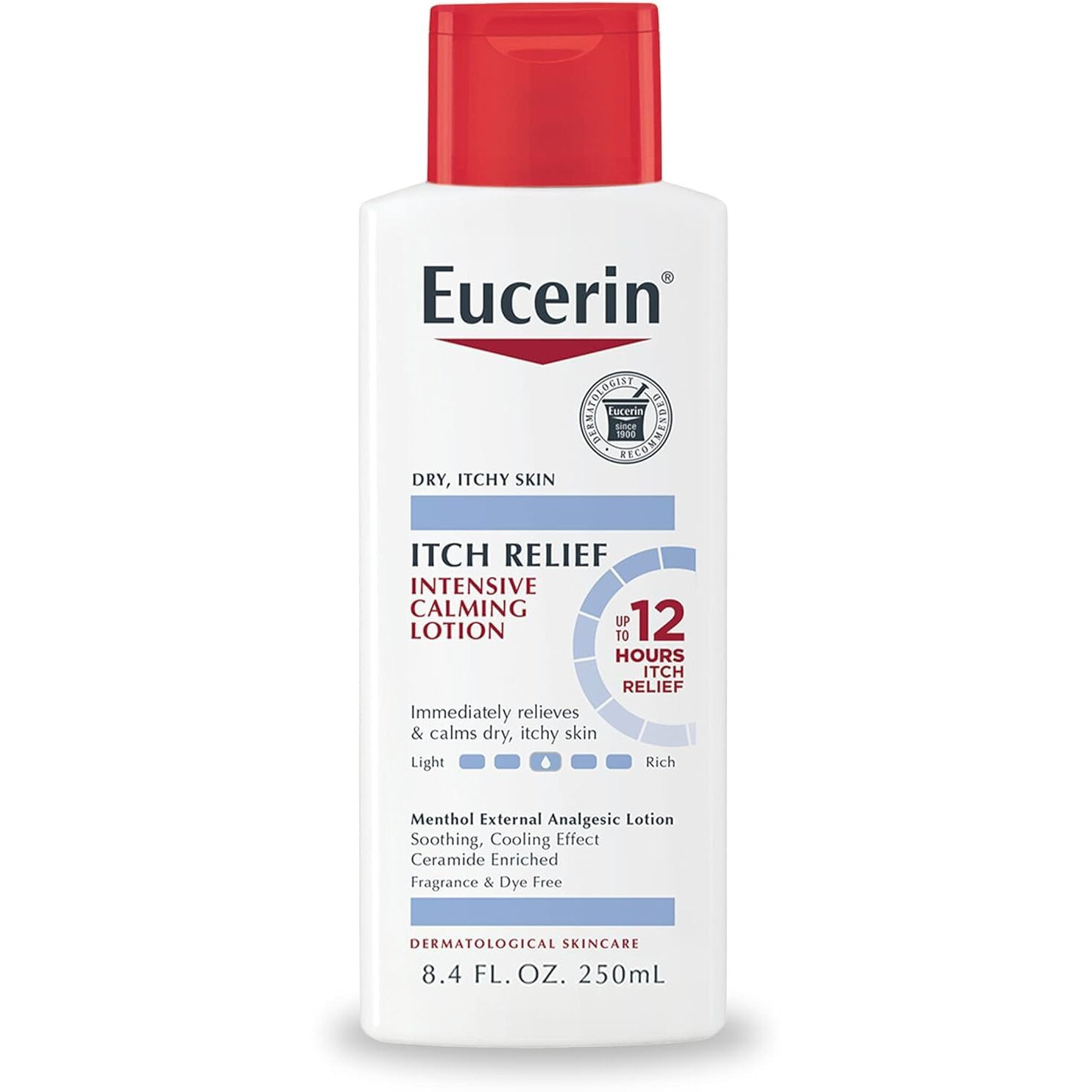 Eucerin Itch Relief Intensive Calming Lotion, Itch-Relieving Lotion for Sensitive Dry Skin, 8.4 Fl Oz Bottle