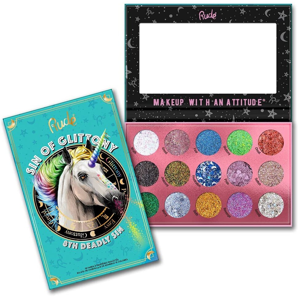 Sin of Glittony Glitter Palette by Rude Cosmetics for Women - 0.634 oz Eye Shadow
