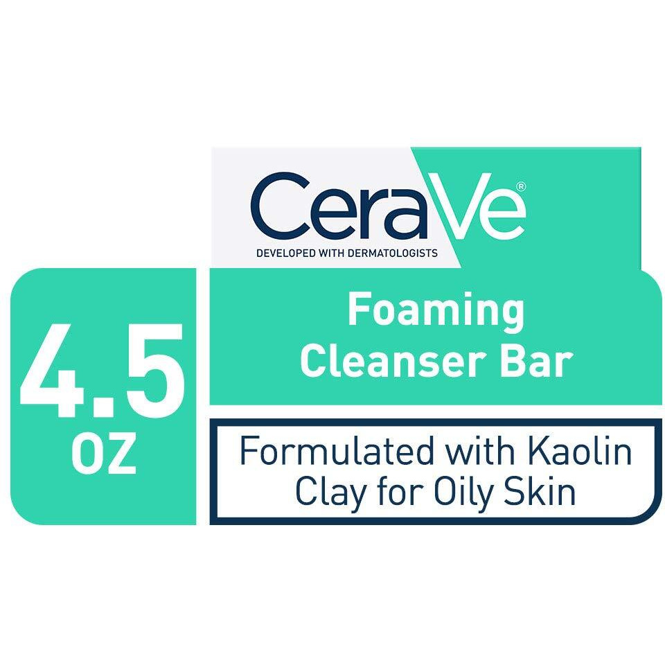 CeraVe Foaming Cleanser Bar | Soap-Free Body and Face Cleanser Bar for Oily Skin | Fragrance Free | 4.5 Ounce