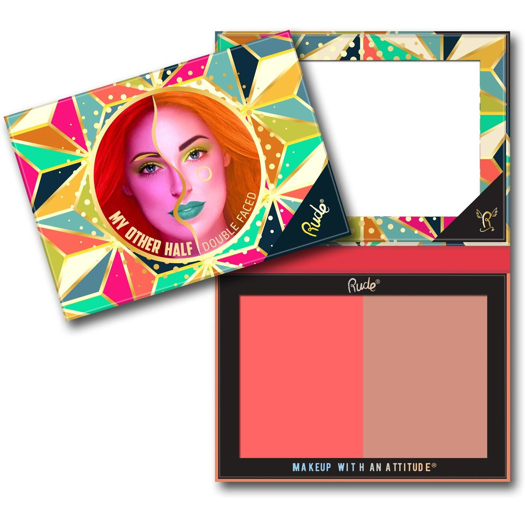 My Other Half Duo Shade Face Palette - Double Faced by Rude Cosmetics for Women - 0.4 oz Makeup