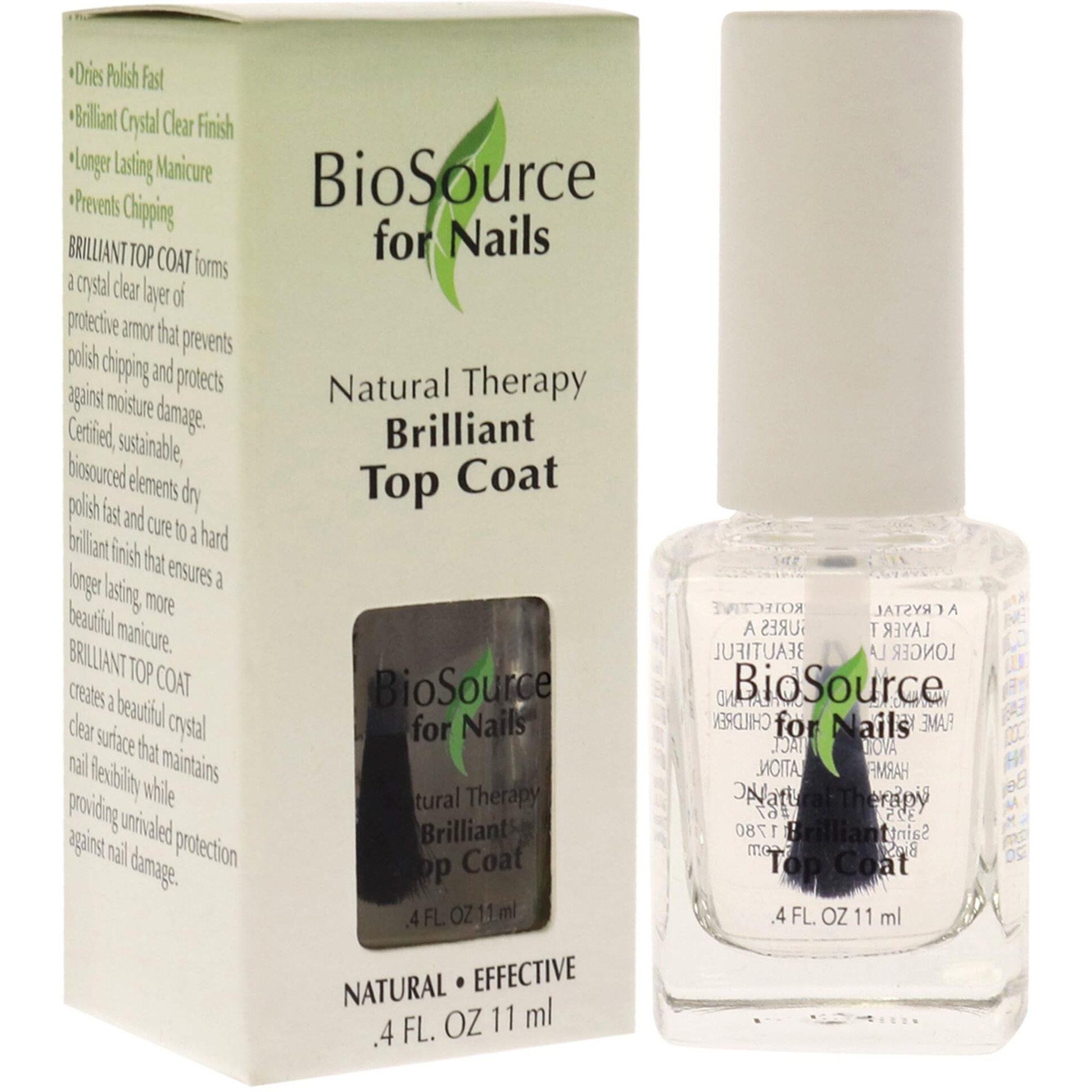 Natural Therapy Brilliant Top Coat by BioSource for Women - 0.4 oz Nail Treatment