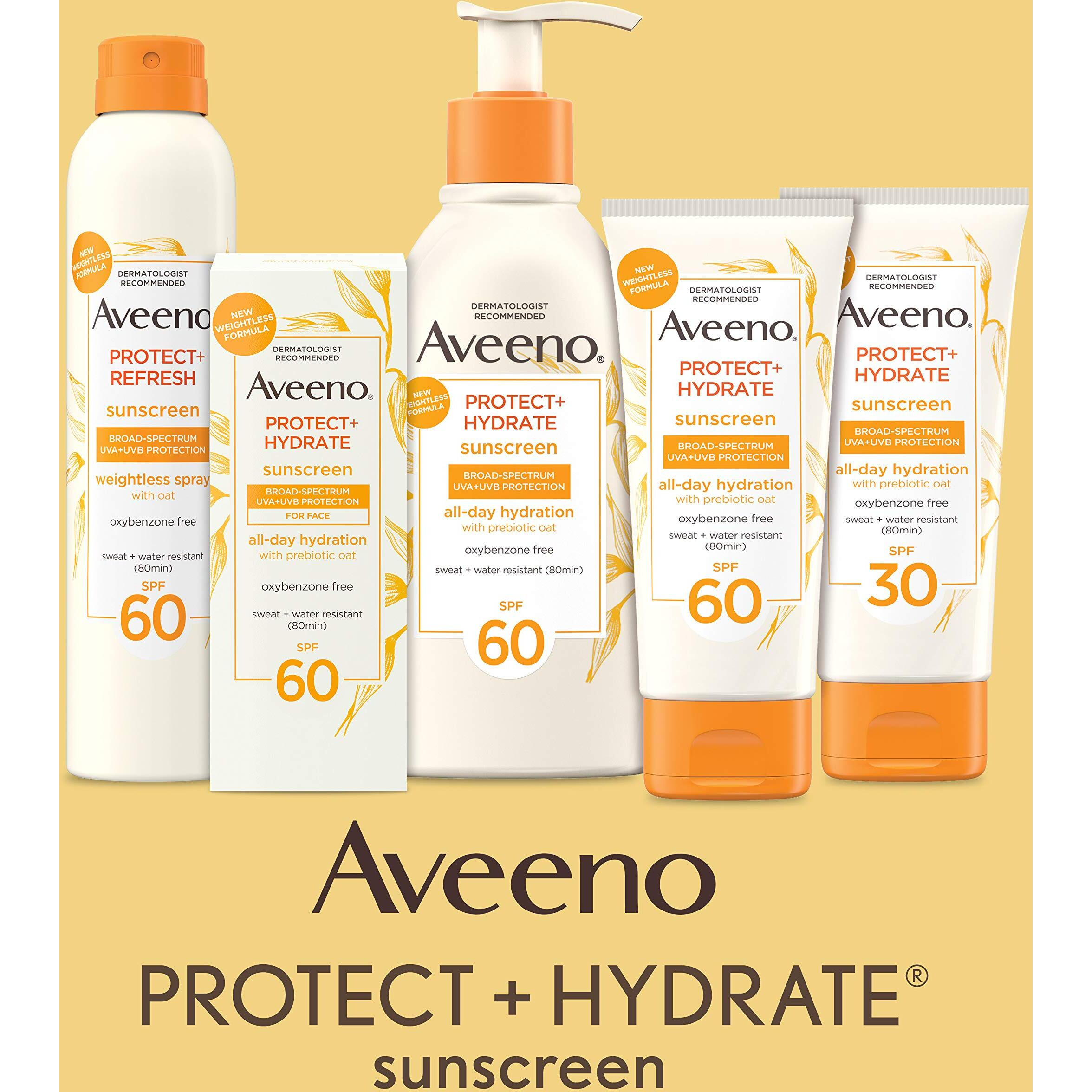 Aveeno Protect + Hydrate Moisturizing Body Sunscreen Lotion With Broad Spectrum Spf 30 & Prebiotic Oat, Weightless & Refreshing Feel, Paraben-free, Oil-free, Oxybenzone-free, 3.0 ounces