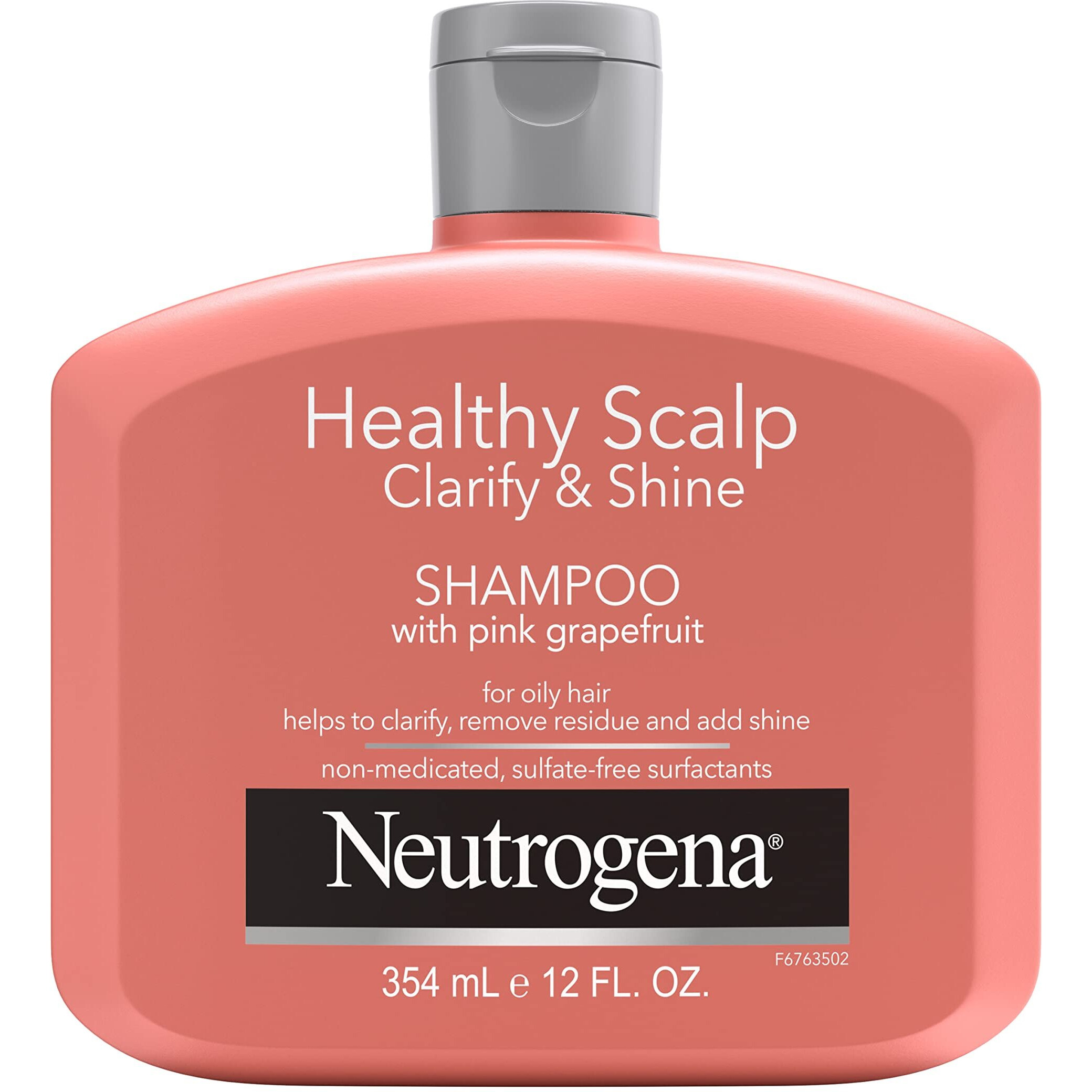 Neutrogena Exfoliating Healthy Scalp Clarify & Shine Shampoo for Oily Hair and Scalp, Anti-Residue Shampoo with Pink Grapefruit, pH-Balanced, Paraben & Phthalate-Free, Color-Safe, 12oz