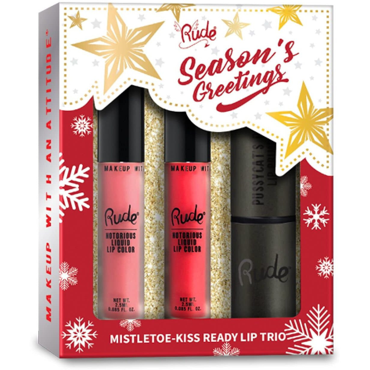 RUDE Mistletoe-Kiss Ready Lip Trio(D0102H2BPVA)