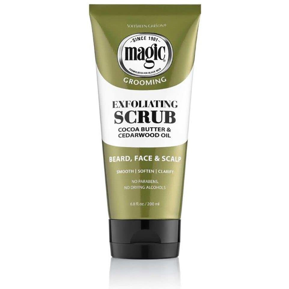 SoftSheen-Carson Magic Men's Grooming Facial Exfoliating Scrub, Softens, Smooths and Clarify, With Cocoa Butter and Cedarwood Oil for Beard, Skin and Scalp, 6.7 fluid ounces