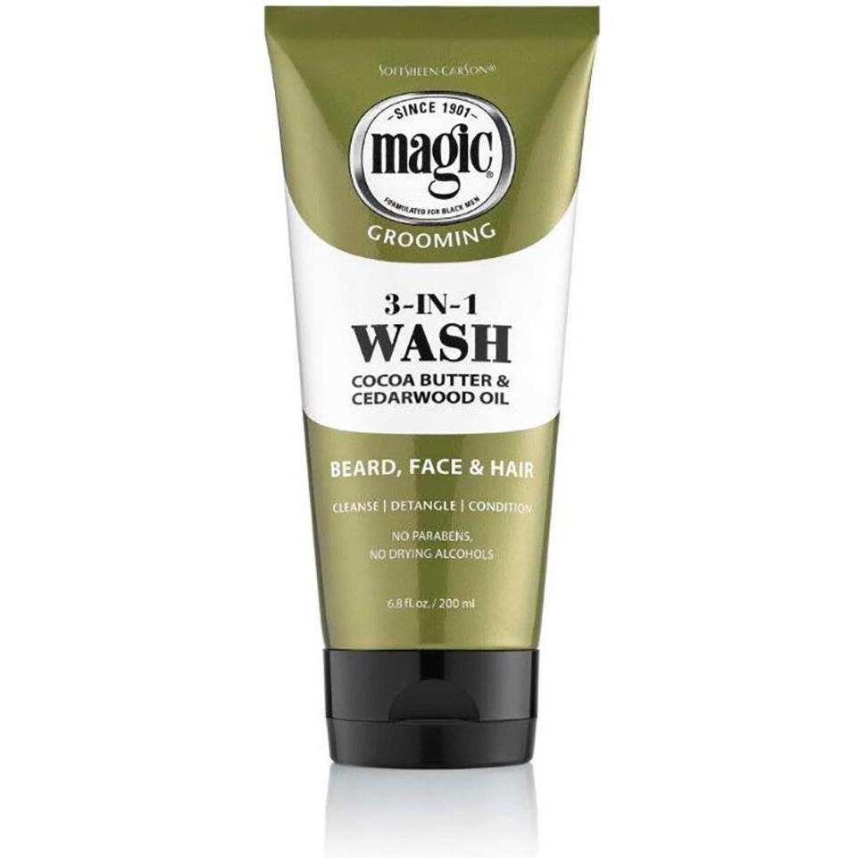 SoftSheen-Carson Magic Beard Wash 3 In 1 Cleanses and Conditions for Face, Beard and Hair, With Cocoa Butter and Shea Butter, 6.8 fluid ounces
