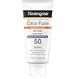 Neutrogena Clear Face Liquid Lotion Sunscreen for Acne-Prone Skin, Broad Spectrum SPF 50 UVA/UVB Protection, Oil-, Fragrance- & Oxybenzone-Free Facial Sunscreen, Non-Comedogenic, 3 fl. oz