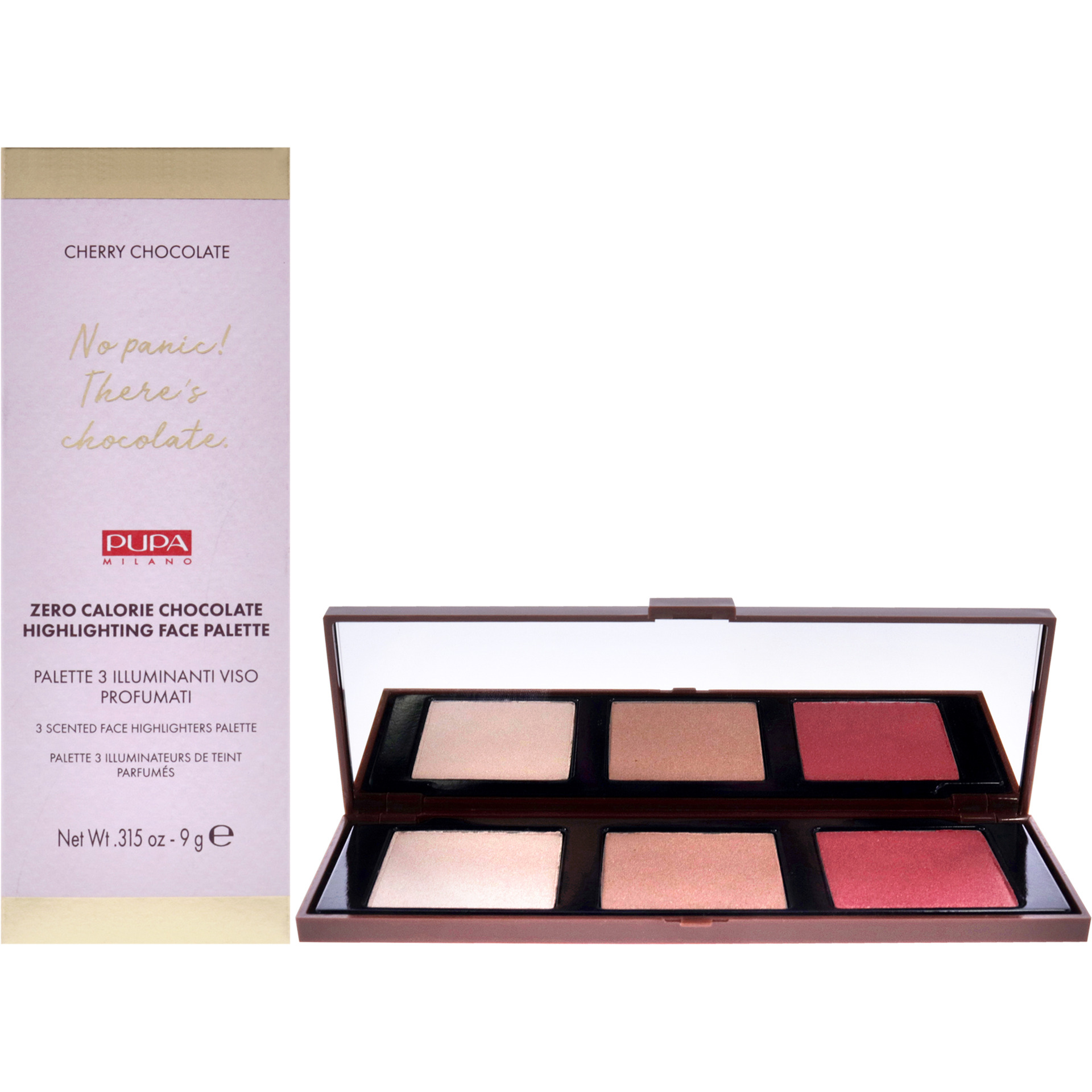 Zero Calorie Chocolate Highlighter Palette - 001 Cherry Chocolate by Pupa Milano for Women - 0.315 oz Highlighter