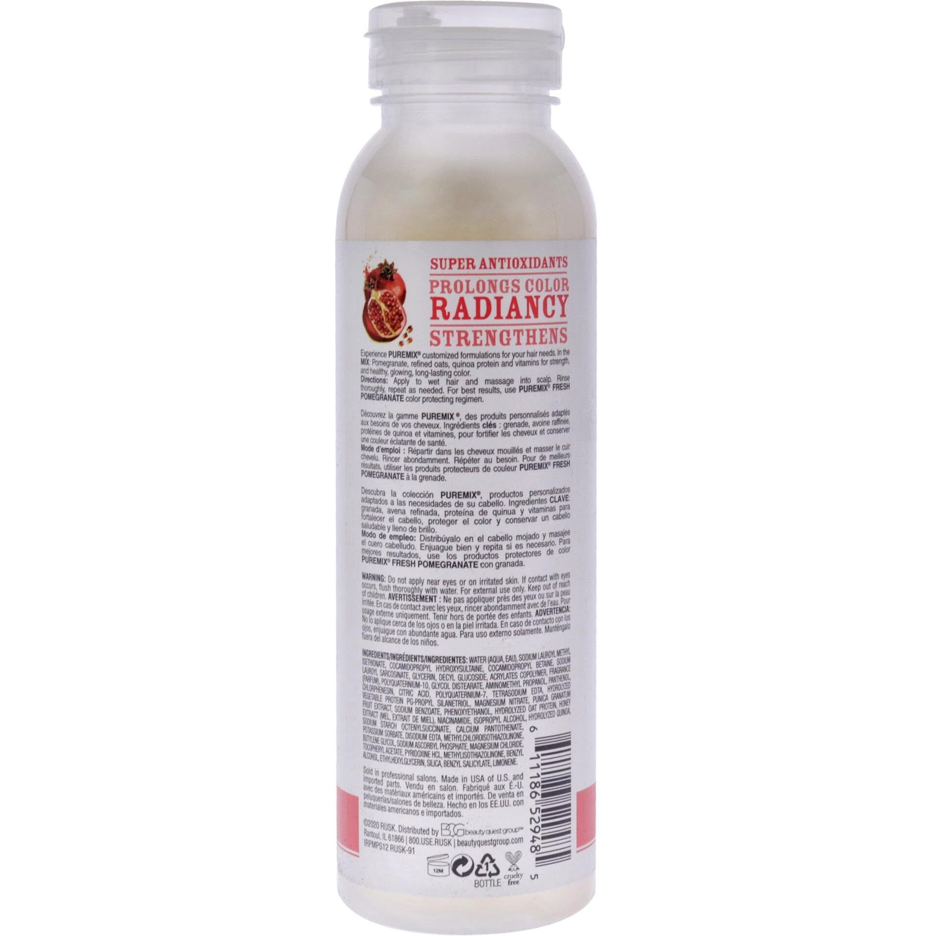 Puremix Fresh Pomegranate Color Protecting Shampoo by Rusk for Unisex - 12 oz Shampoo