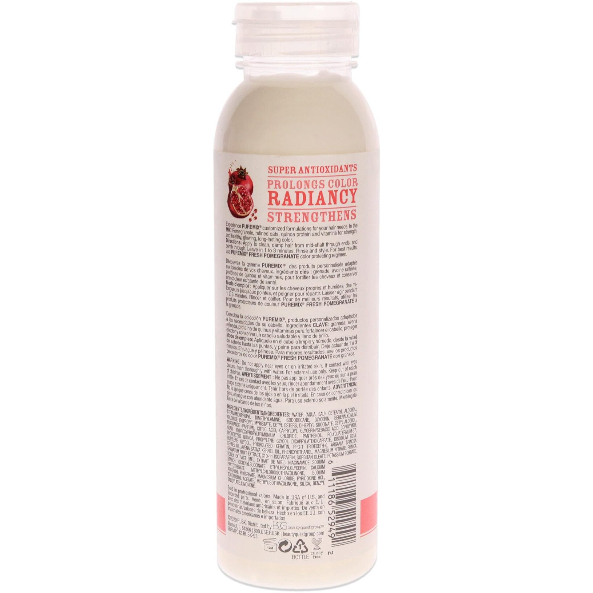 Puremix Fresh Pomegranate Color Protecting Conditioner by Rusk for Unisex - 12 oz Conditioner