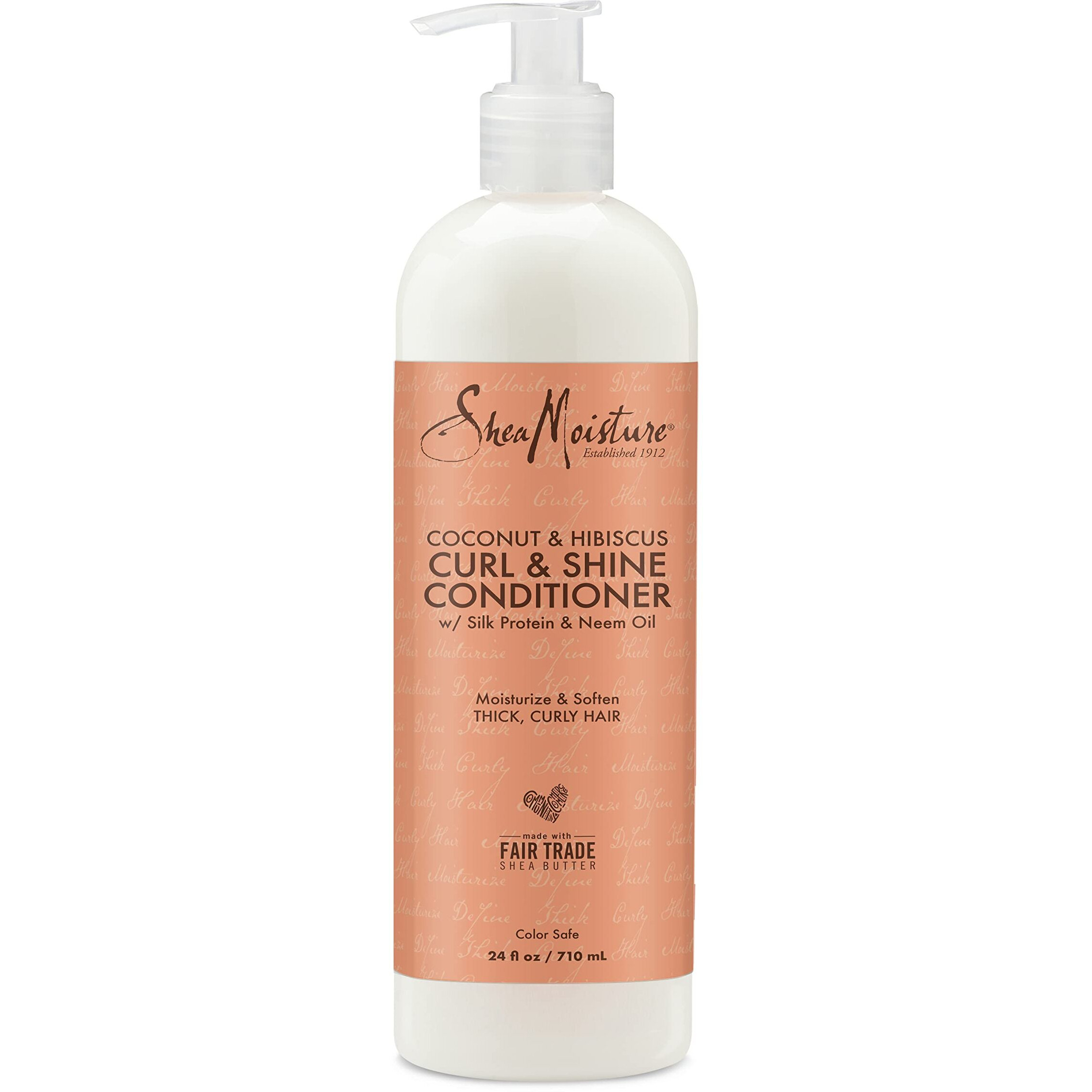 SheaMoisture Curl & Shine Conditioner Coconut & Hibiscus, for Thick, Curly Hair, to Moisturize & Soften, 24 oz