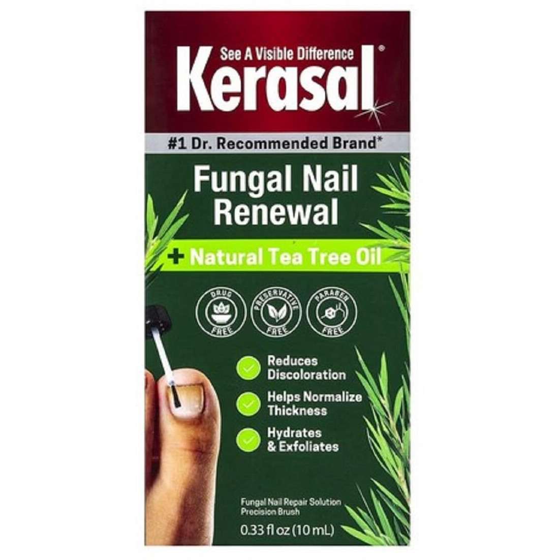 Kerasal Renewal Nail Repair Solution with Tea Tree Oil for Discolored and Damaged Nails, 0.33 Oz (Pack of 1)