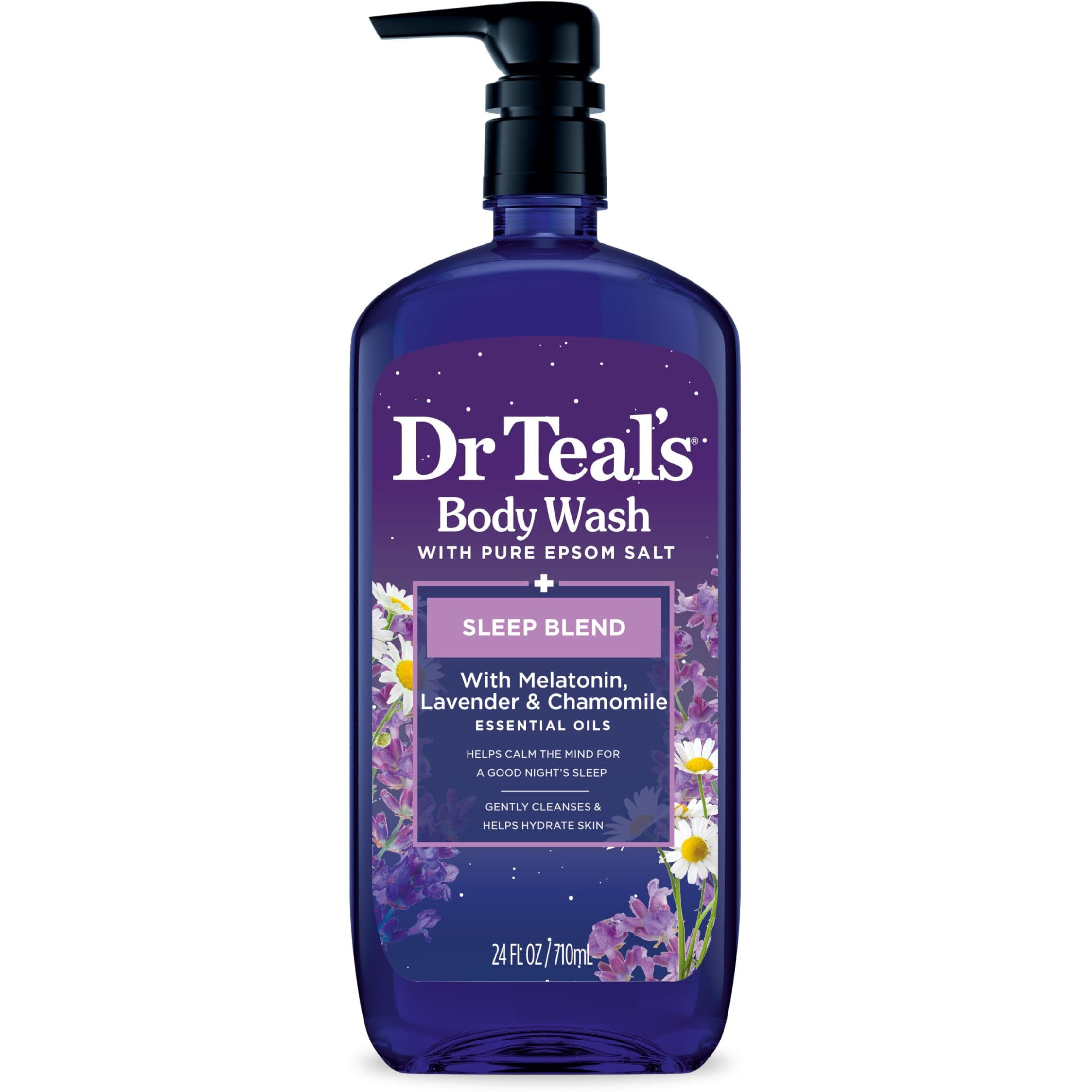 Dr Teal's Sleep Body Wash with Melatonin, Lavender & Chamomile & Essential Oil Blend, 24 fl oz.