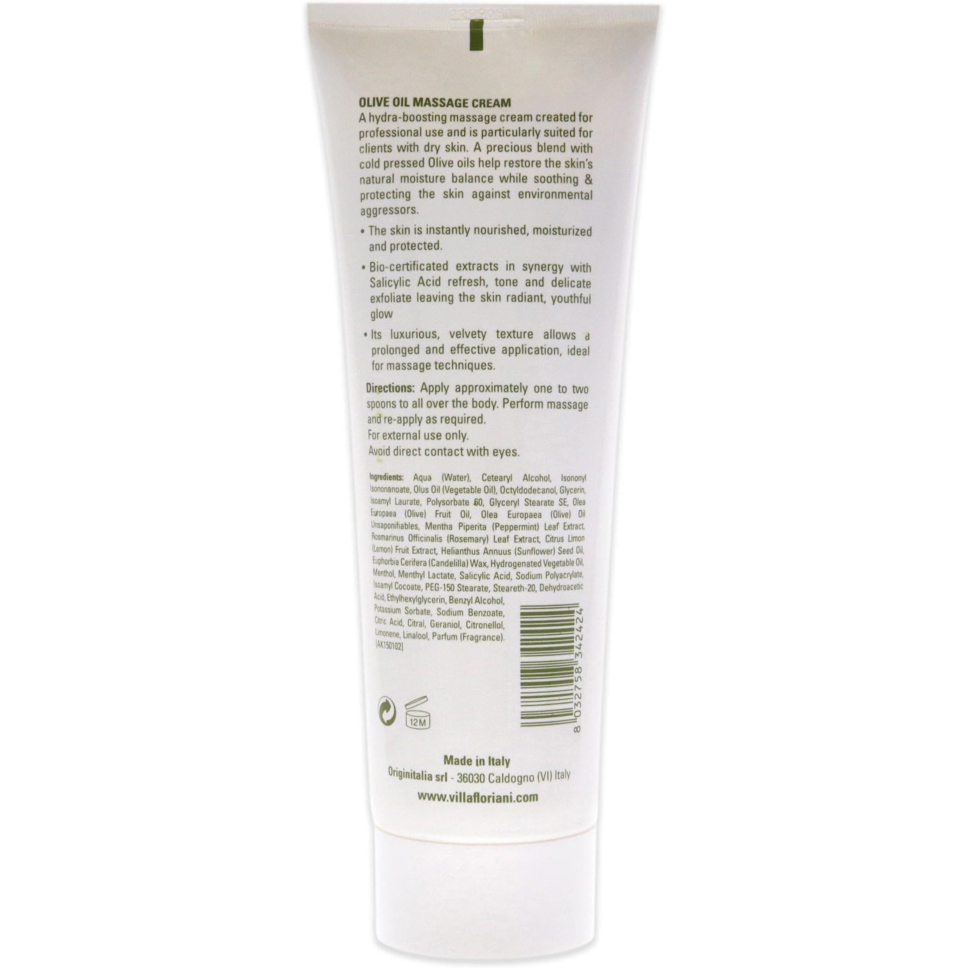 Olive Oil Massage Cream by Villa Floriani for Unisex - 8.45 oz Cream