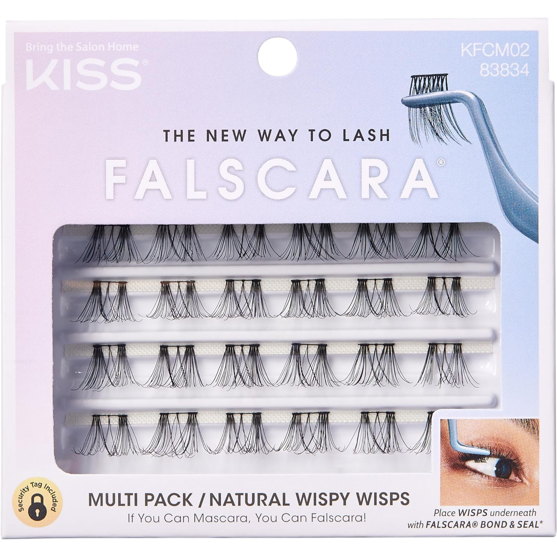 KISS Falscara Multipack False Eyelashes, Lash Clusters, Natural Wispy Wisps', 10mm-12mm-14mm, Includes 24 Assorted Lengths Wisps, Contact Lens Friendly, Easy to Apply, Reusable Strip Lashes