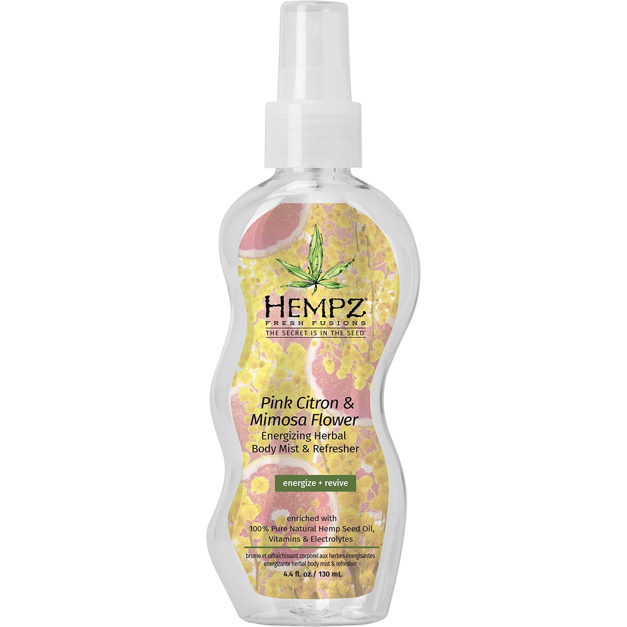 Fresh Fusions Pink Citron and Mimosa Flower Energizing Herbal Body Mist and Refresher by Hempz for Unisex - 4.4 oz Body Mist