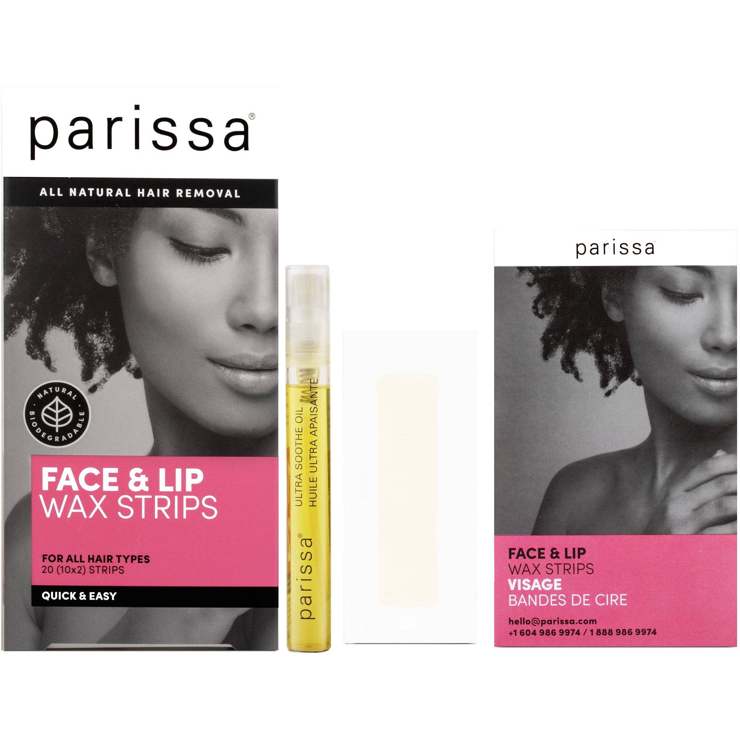 Parissa Face & Lips Wax Strips Kit for Facial Hair Removal, At-Home Waxing Kit with Ready-to-Use Small Wax Strips, 5ml Aftercare Oil, Suitable for All Hair Types, Biodegradable & Skin-Safe (Refresh)