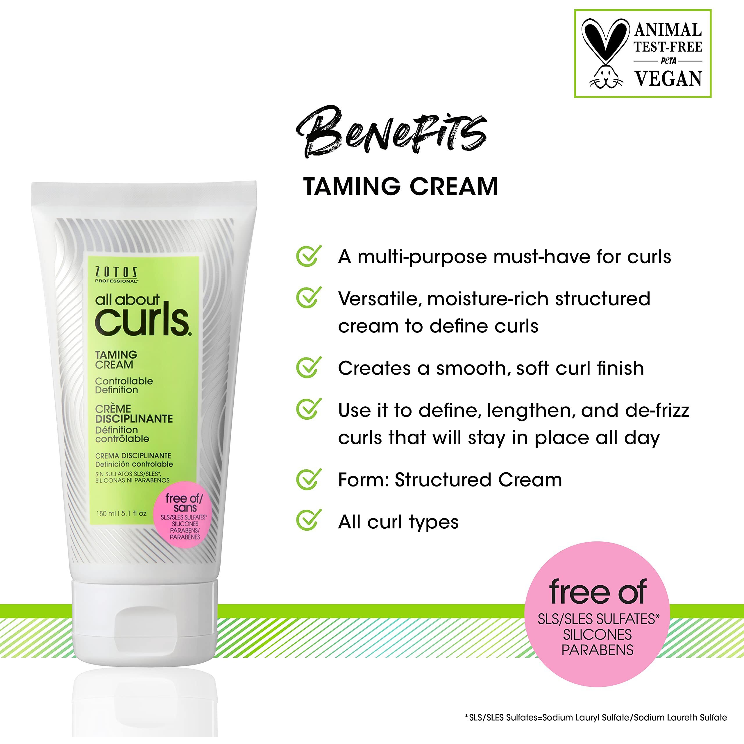 All About Curls Taming Cream Styling | Controllable Definition | Define, Moisturize, De-Frizz | All Curly Hair Types | Vegan & Cruelty Free | Sulfate Free | 5.1 Fl Oz